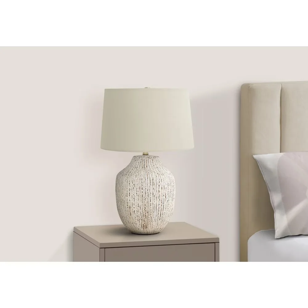 Professional Table Lamp with LED, Bedside Lamps, Transitional - Beige Ceramic Model 1AA3D4