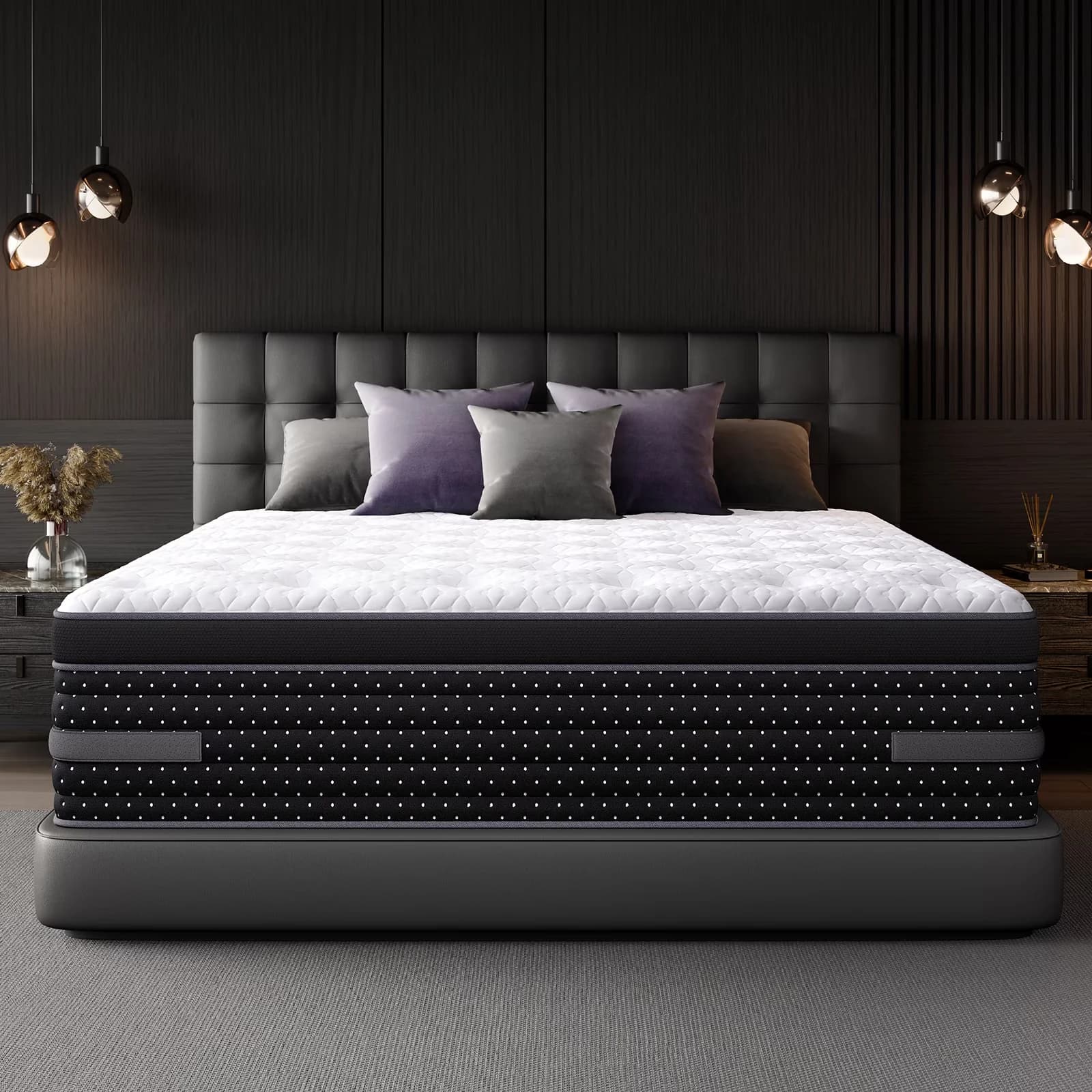 Efficient Mattresses Accessory with Cooling Technology, Fiberglass Free, Euro Top - Black Cooling Gel Memory Foam+Pocketed Springs Model 6456F9