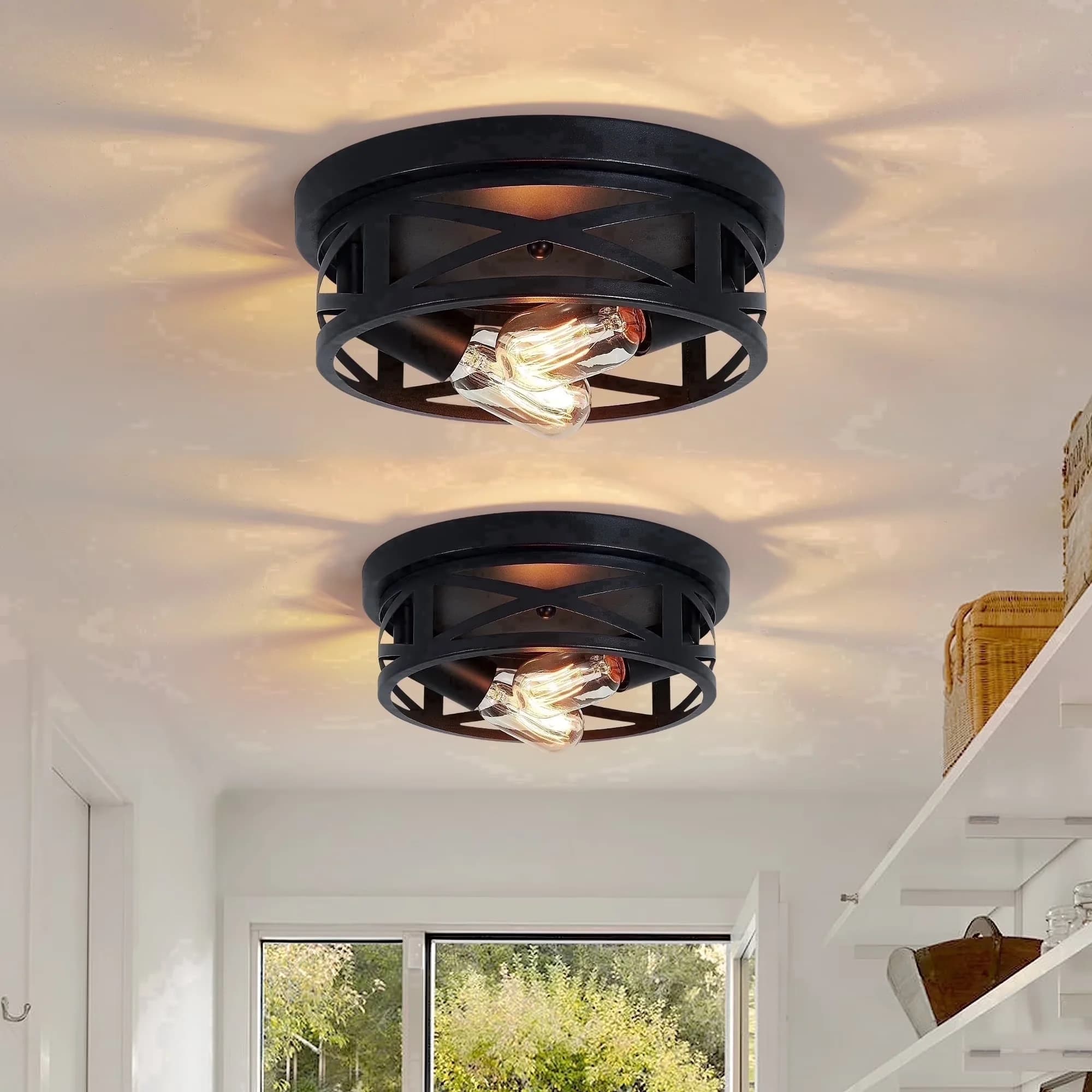 Classic Ceiling Lights Fixture with LED, Farmhouse - Black Iron for Dining Room, Kitchen Model 141156