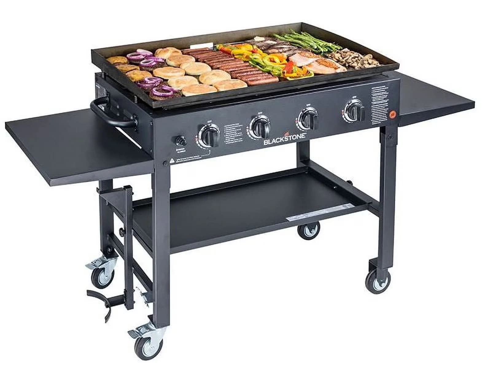 Gas Grill Professional with Tool Holder, Storage Rack, 1899 36' Griddle W/ Hood - Rolled Steel Black Model 5C35C6
