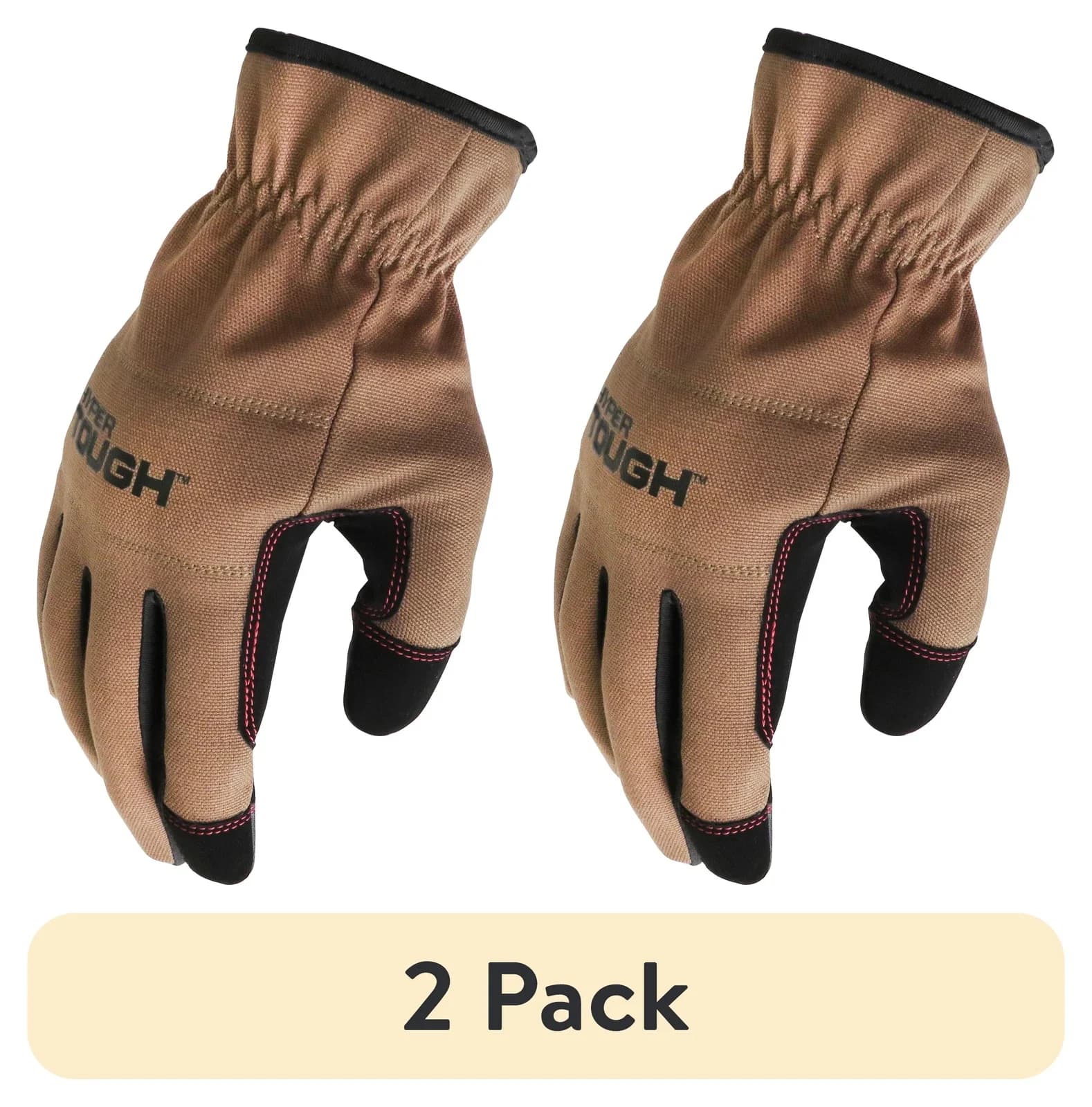 Premium Protective Equipment with Brown, (2 Pack) Duck Canvas, Utility Work Gloves - Brown Canvas Model D146F8