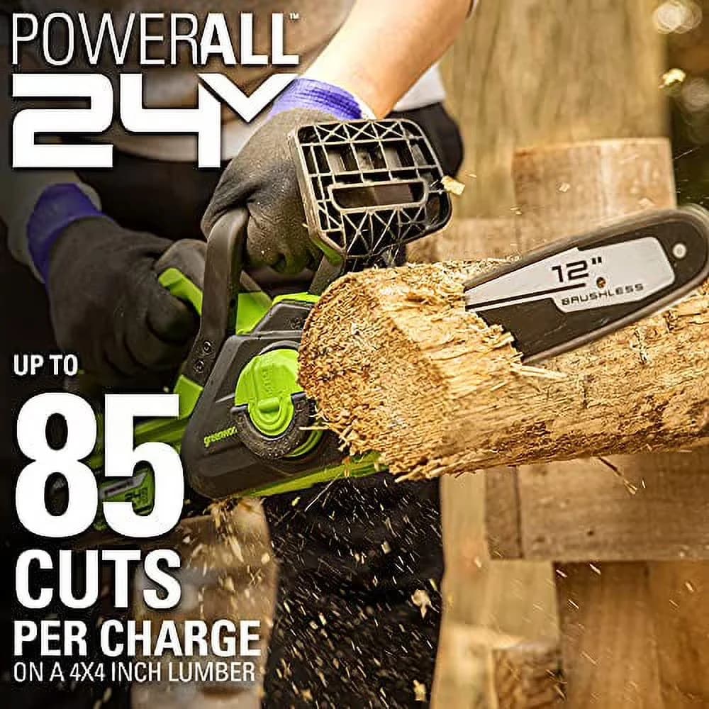 Modern Chainsaw with Battery, 24V - Green - Reliable Performance Model CF8D89