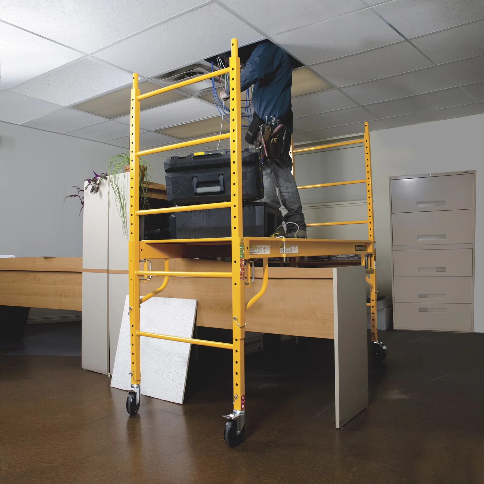 Reliable Ladders And Step Stool with Adjustable, Multipurpose 6ft. Baker-Style Scaffold, Model# I-CISC - Steel Model 62BE1F