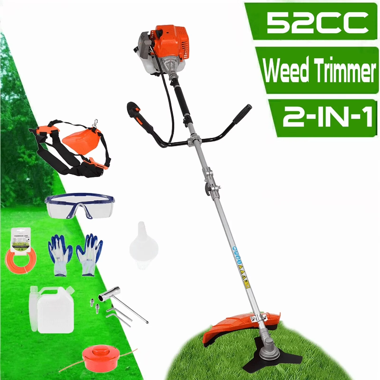 Innovative String Trimmer with Edger Conversion Capable, Brush Cutter - 2 In 1 (Orange) Model 586E8F