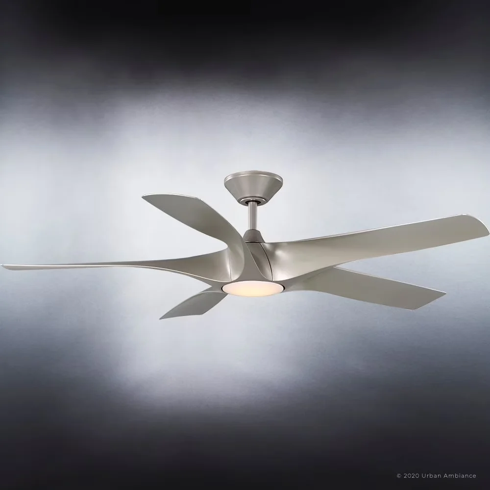 Compact Ceiling Fan with LED, 60W, Luxury Transitional - Acrylic Silver Model 0E59CC