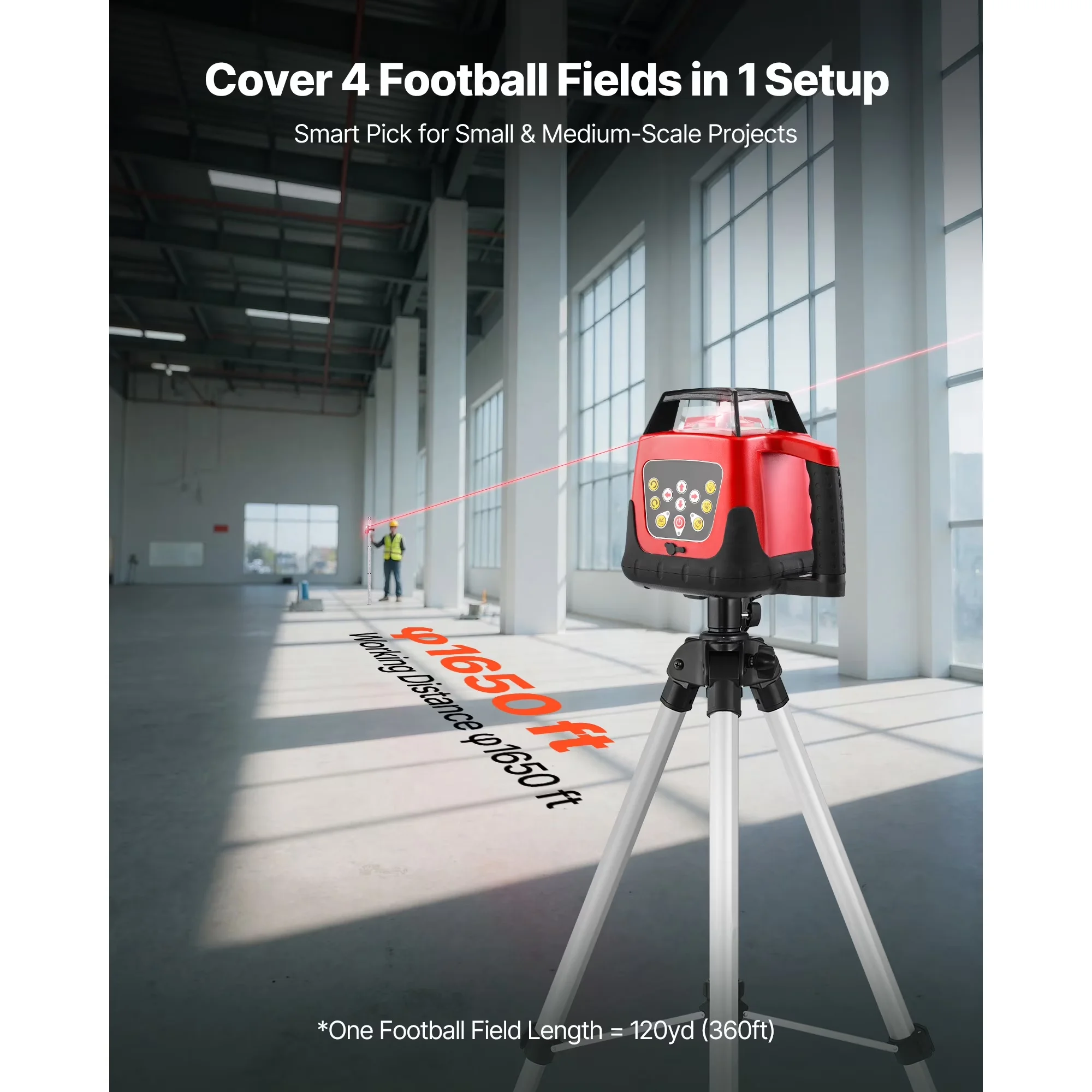 Measuring Layout Reliable with Battery, Adjustable, Rotary Laser Level Kit - Model CFFF67