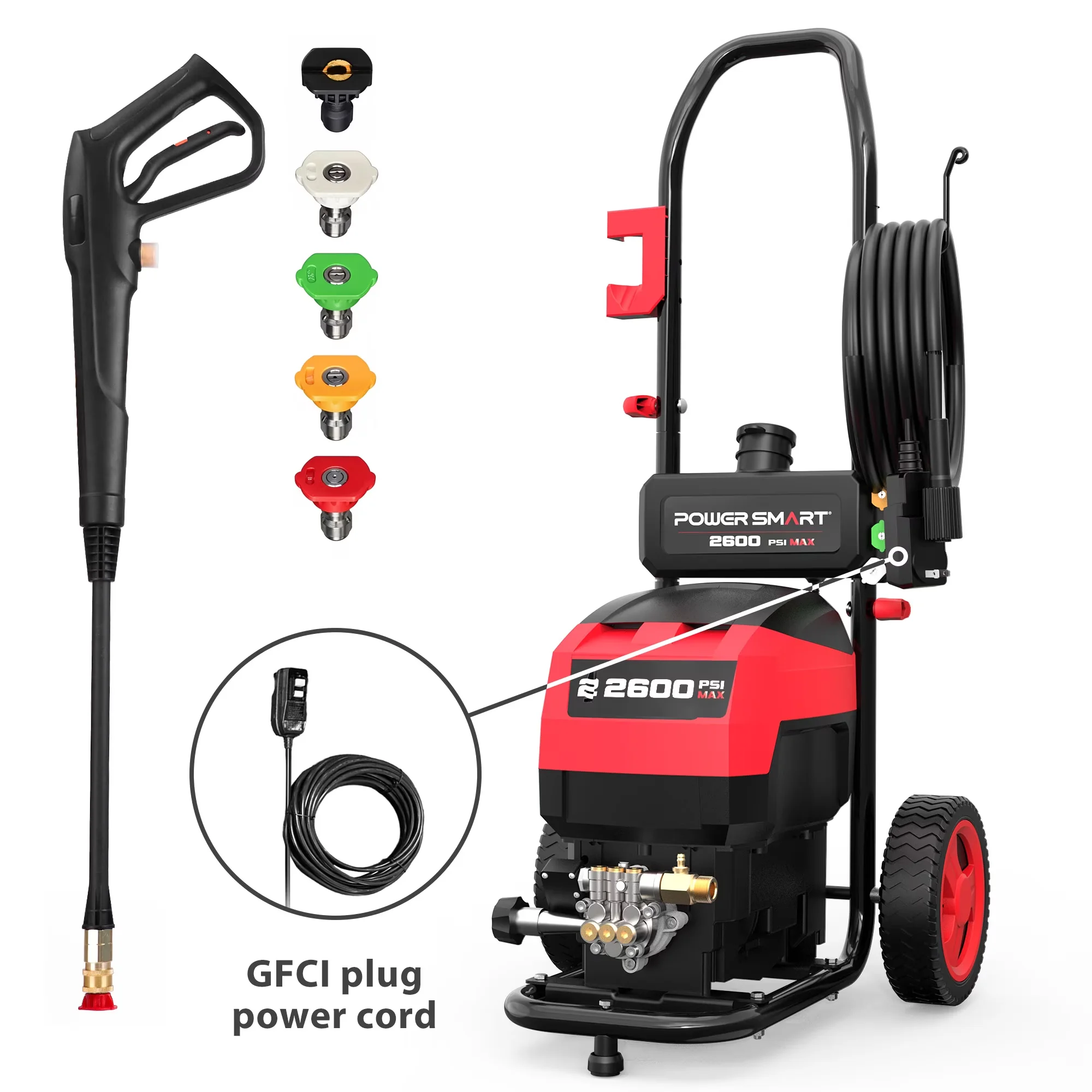 Durable Pressure Washer with Adjustable Wand, Interchangeable Wand, Telescoping - Model 7F5A20