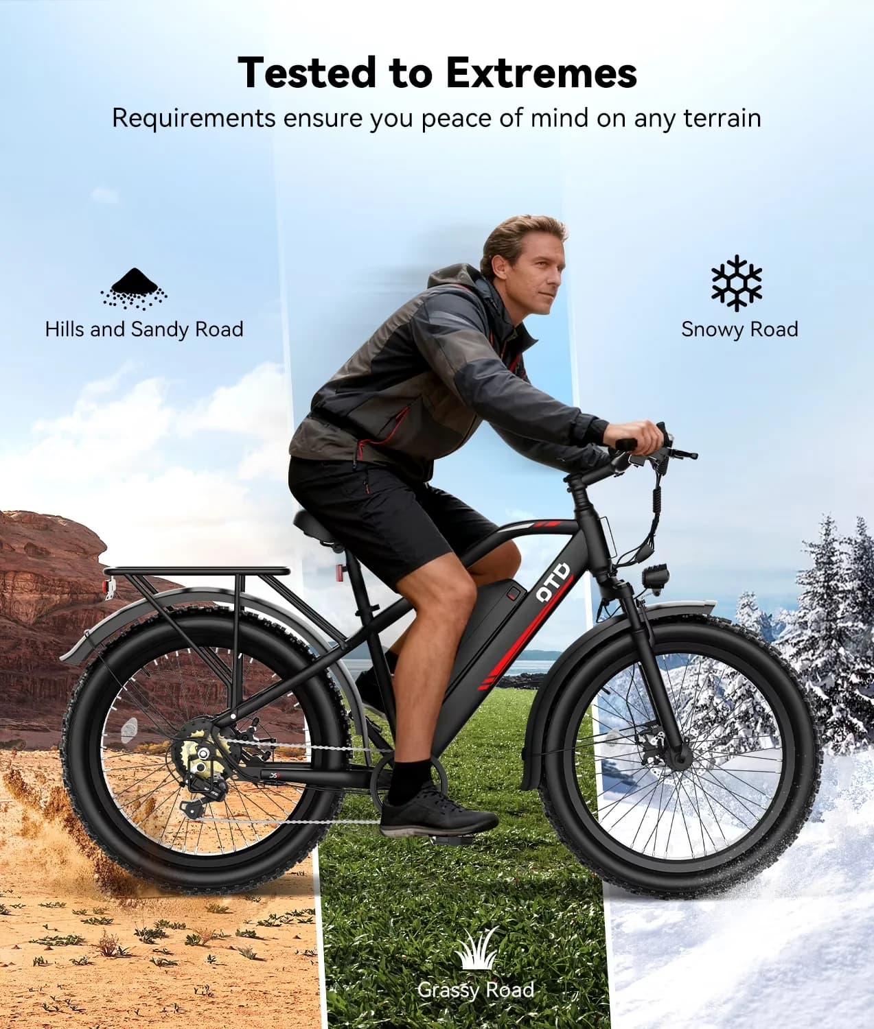 Professional Electric Bike with Battery, 1600W - Black - Easy to Use Model 9E9A42