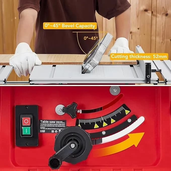 Power Saw Reliable with Adjustable, Multifunctional Table, 10inch 15A Portable Table - Model BB6102