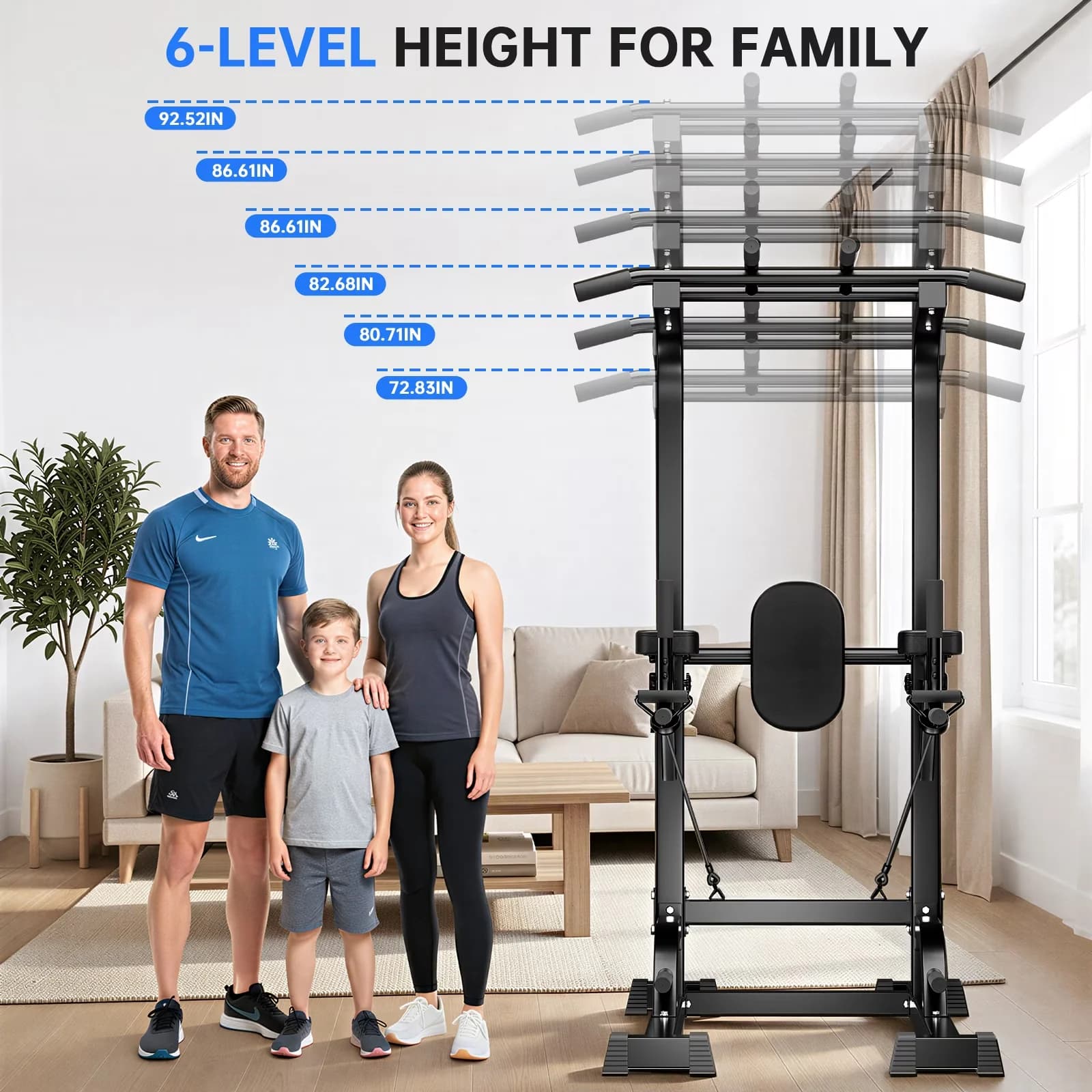 Sleek Home Gym with Multifunctional, Adjustable - Black Pvc for Home 660LBS Model FE75BE