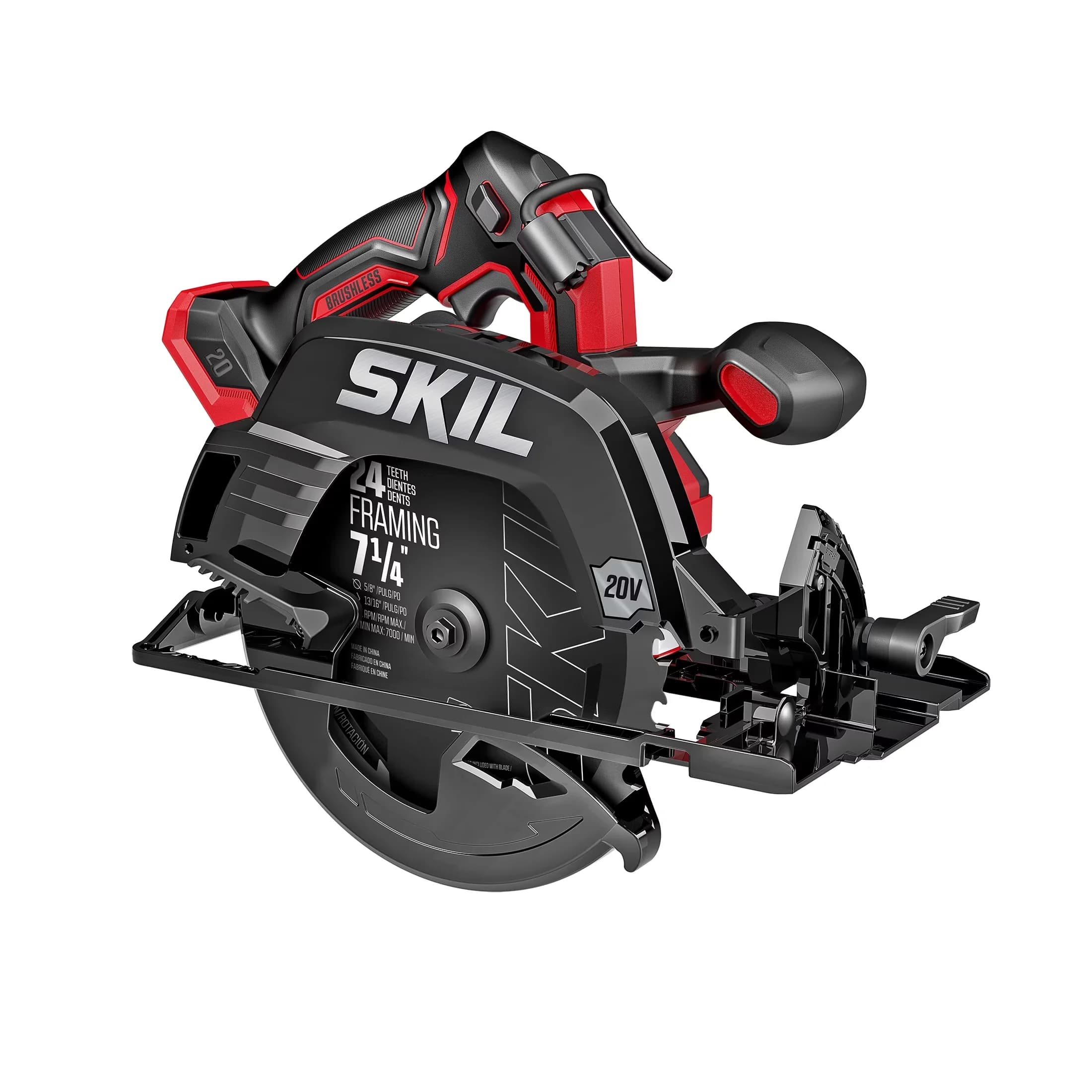 Premium Power Saw with Battery, 20V, Brushless Motor - Red - Rustic Charm Model 439FFE