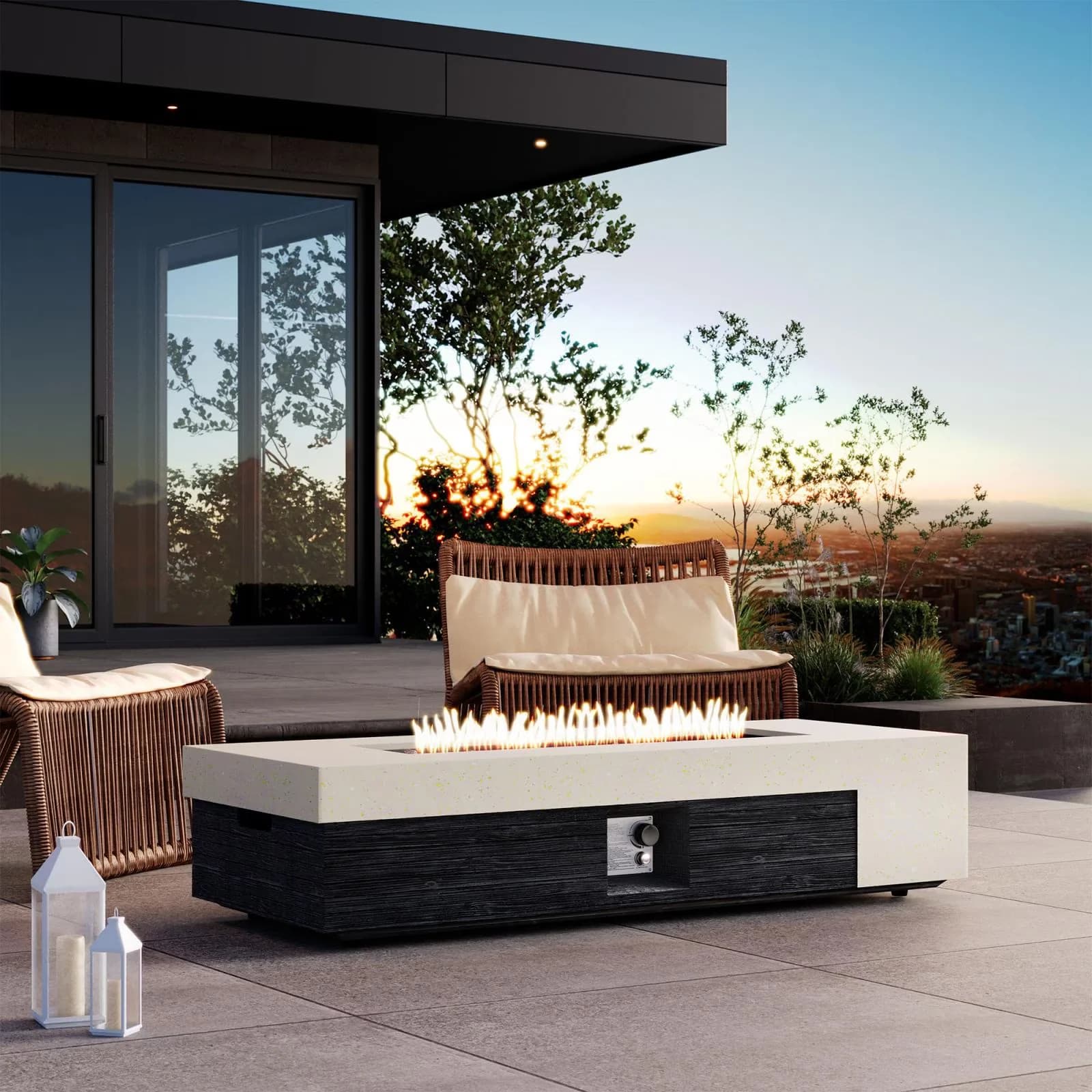 Outdoor Heating Professional with Adjustable Flame, Smokeless - Lightweight Concrete White Model DC091A