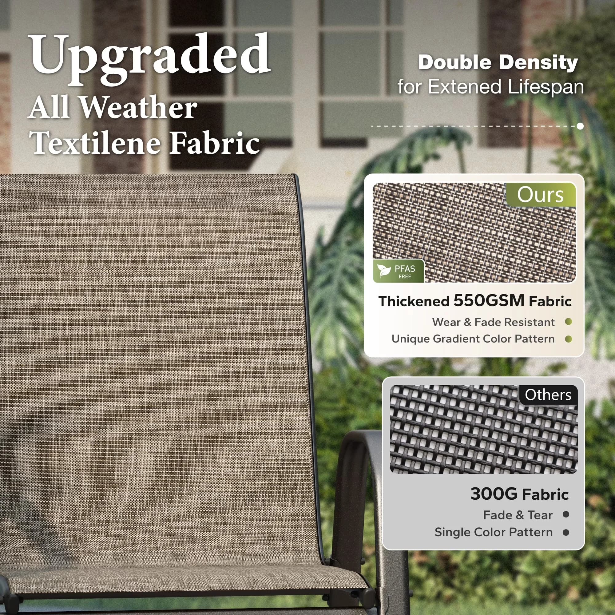Premium Patio Dining Set with Weatherproof, Umbrella Hole - Gray Metal Steel & Textilene Model 631FBF