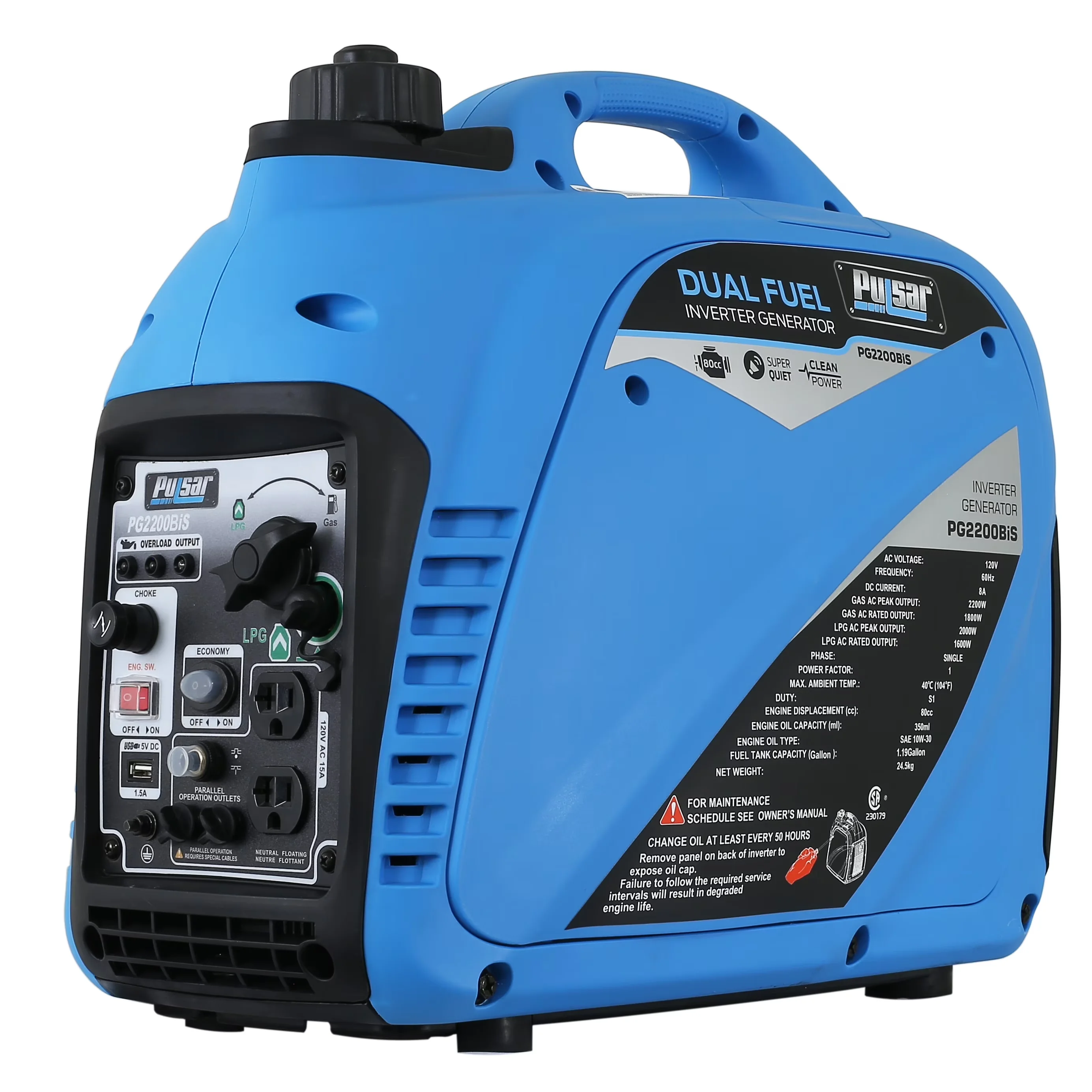 Durable Generator with Usb Port, Low Oil Shutdown, Super Quiet Operation (~60dB) - Model 5CE976