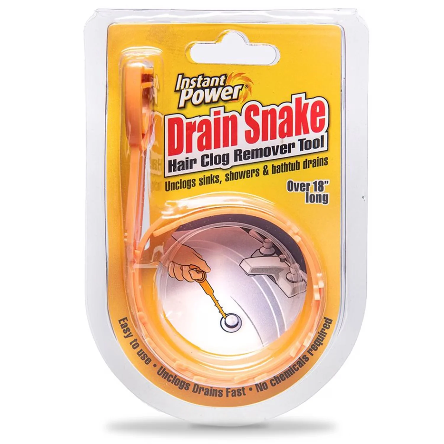 Modern Plumbing with Durable, Unclogs drains fast, Drain Snake Hair Clog Remover Tool - Orange 1.5' Model C0C66A