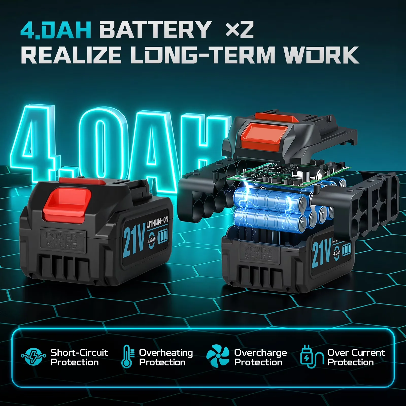 Essential Leaf Blower with 21V, 2 x 4.0Ah Batteries and Charger - Commercial Quality Model 8CB328