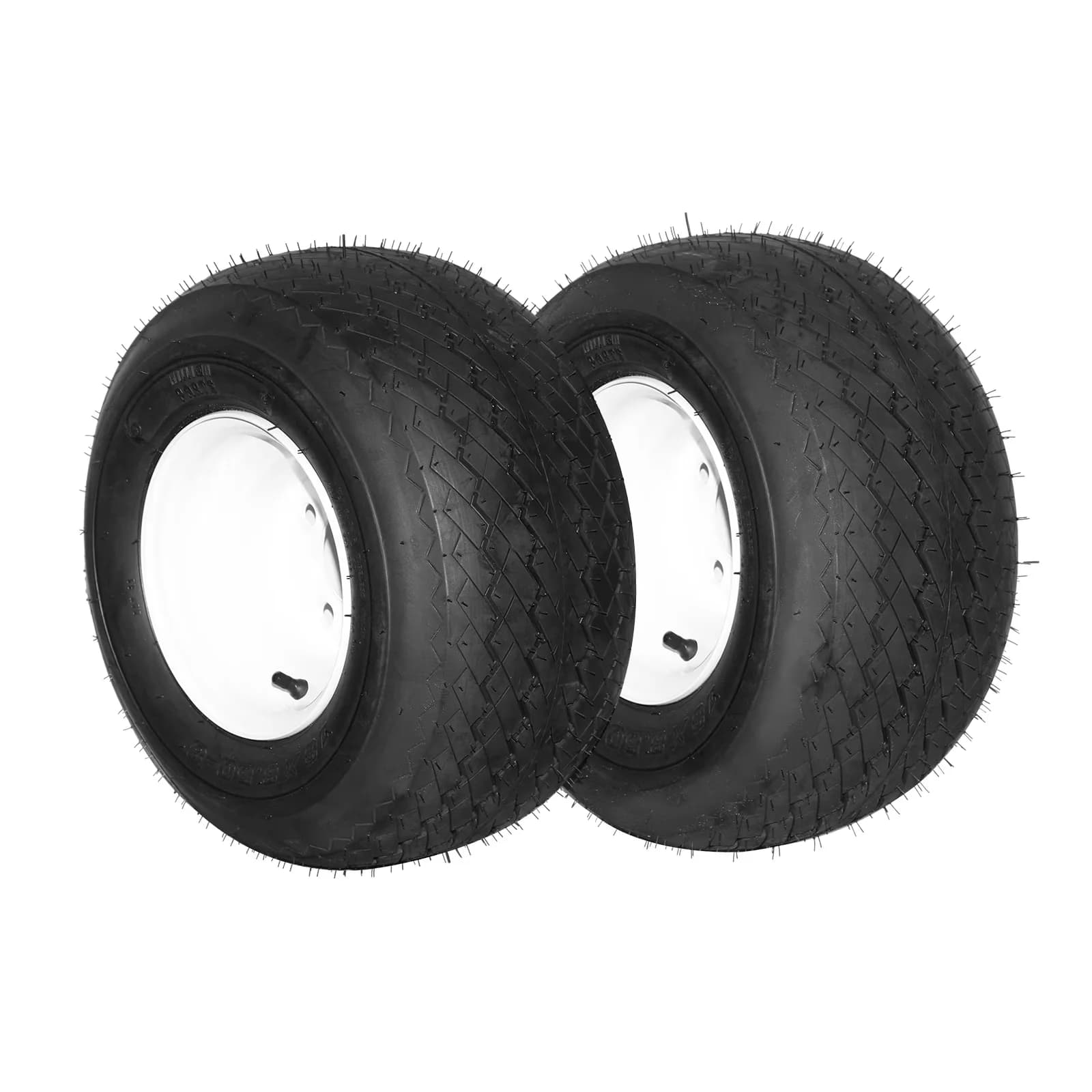 Durable Golf Cart Tire with Easy To Control, White 4-Lug Rims, 4PR Tubeless Turf Tires - Model 3DCC87