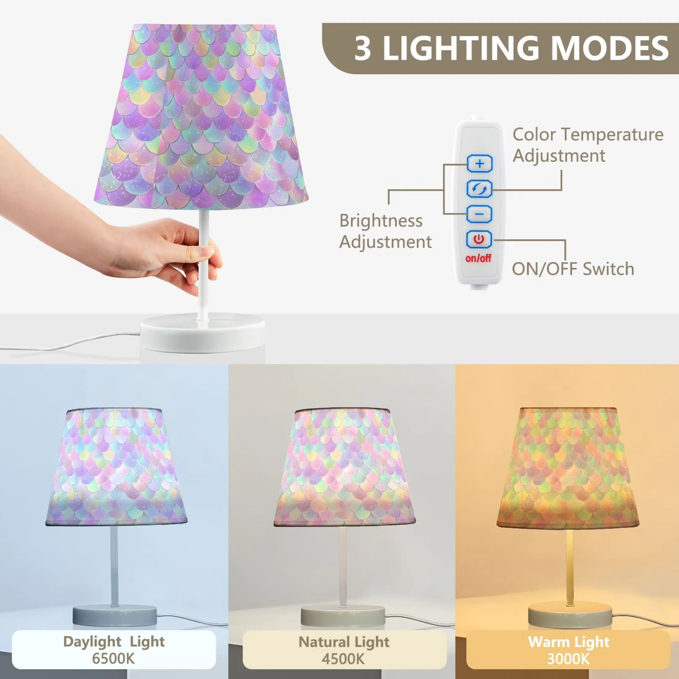 Stylish Table Lamp with LED, Dimmable, Touch Controls and Dimming Nightstand - Metal Multicolor Model E094C5