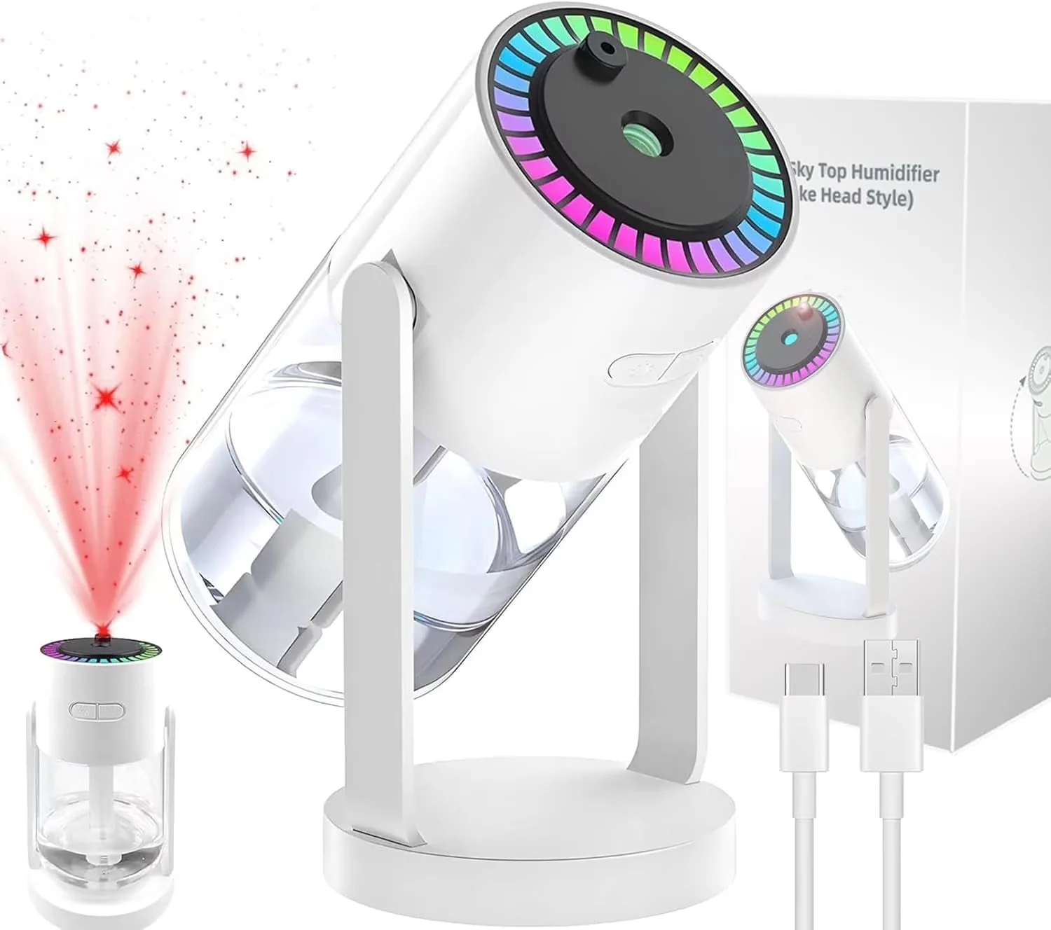 Humidifier Premium with Automatic Shut-Off, Starry Sky Projection, USB Personal Desktop - White Model 3CB39C