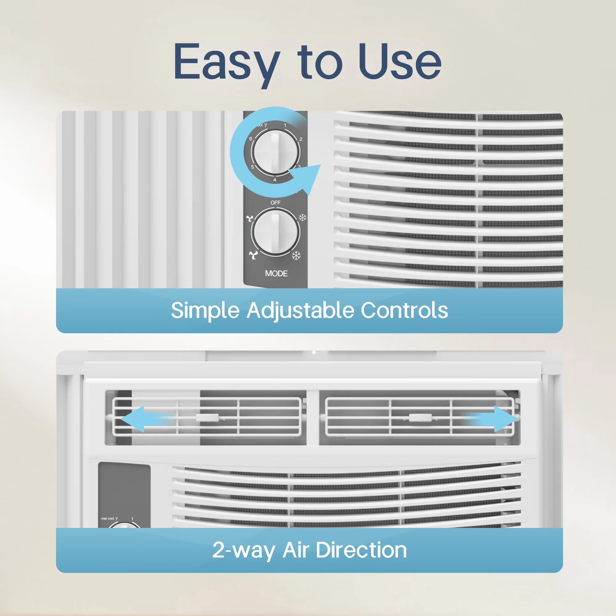 Air Conditioner Versatile with 5000 BTU, Mechanical Control, 5000 BTU Window Easy Cool for Small - Model B13102