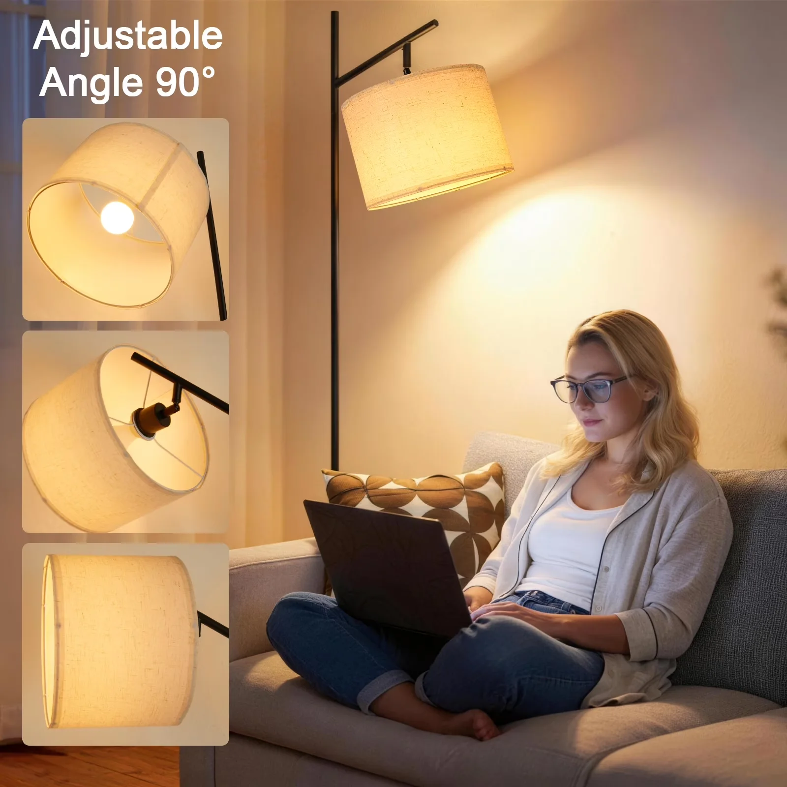 Innovative Floor Lamp with LED, Modern - Metal Black for Living Room, Bedroom Model 8CC8F5