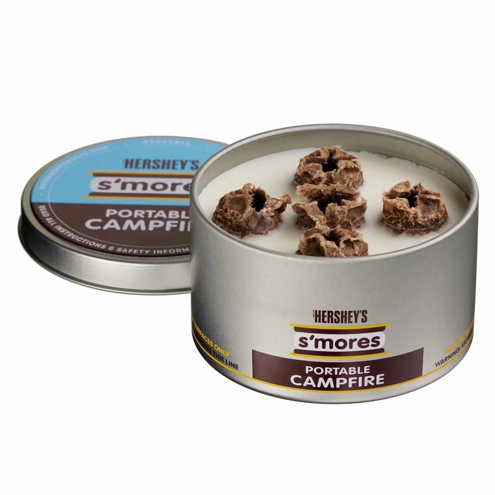 Versatile Outdoor Heating with Portable, Hershey's Portable Campfire - Silver Wax And Steel for Outdoor Model FE7B73