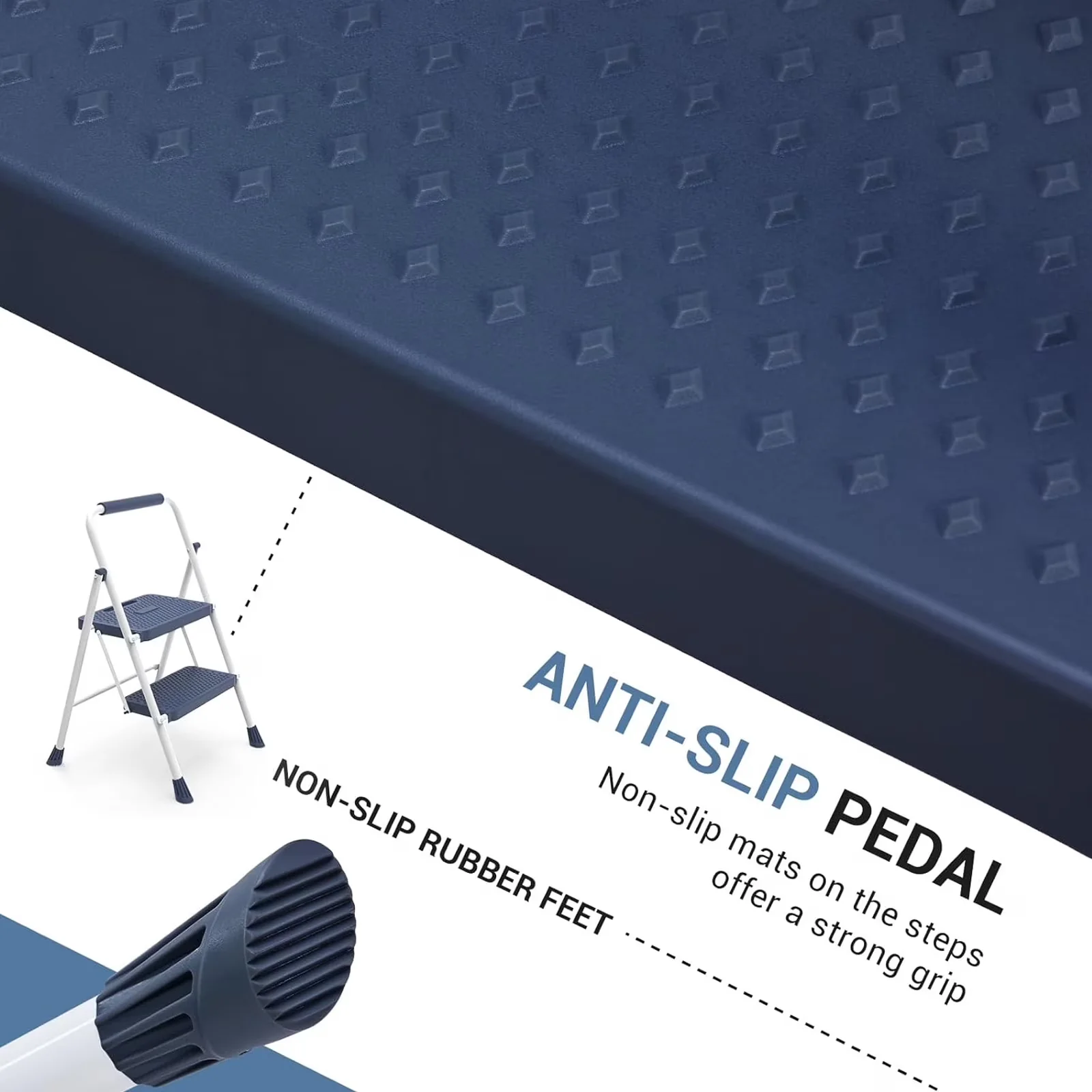 Ladders And Step Stool Essential with Foldable, Anti-Slip - Metal Blue Model 9BD1F7