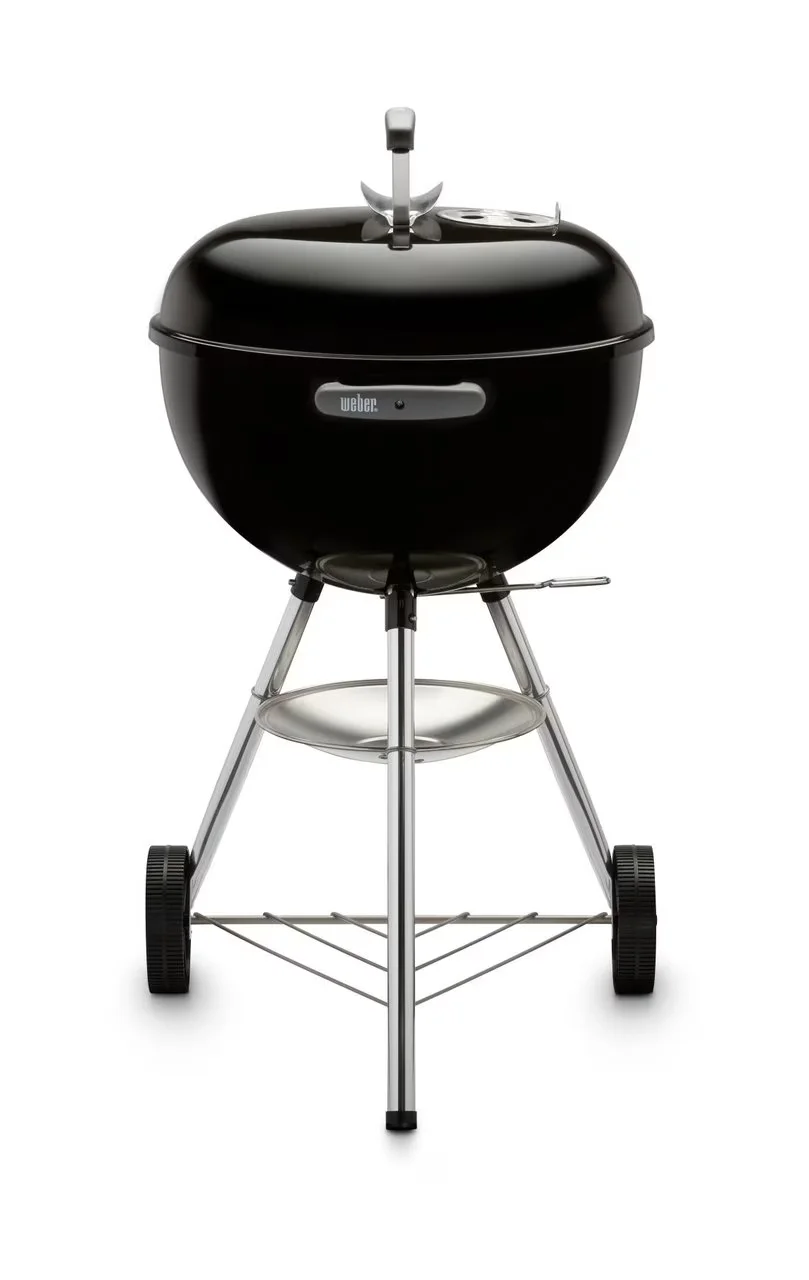 Durable Charcoal Grill with Rust Resistant, 18" Kettle - Porcelain Enameled Rolled Steel Bowl & Lid Black Model A6CD7B