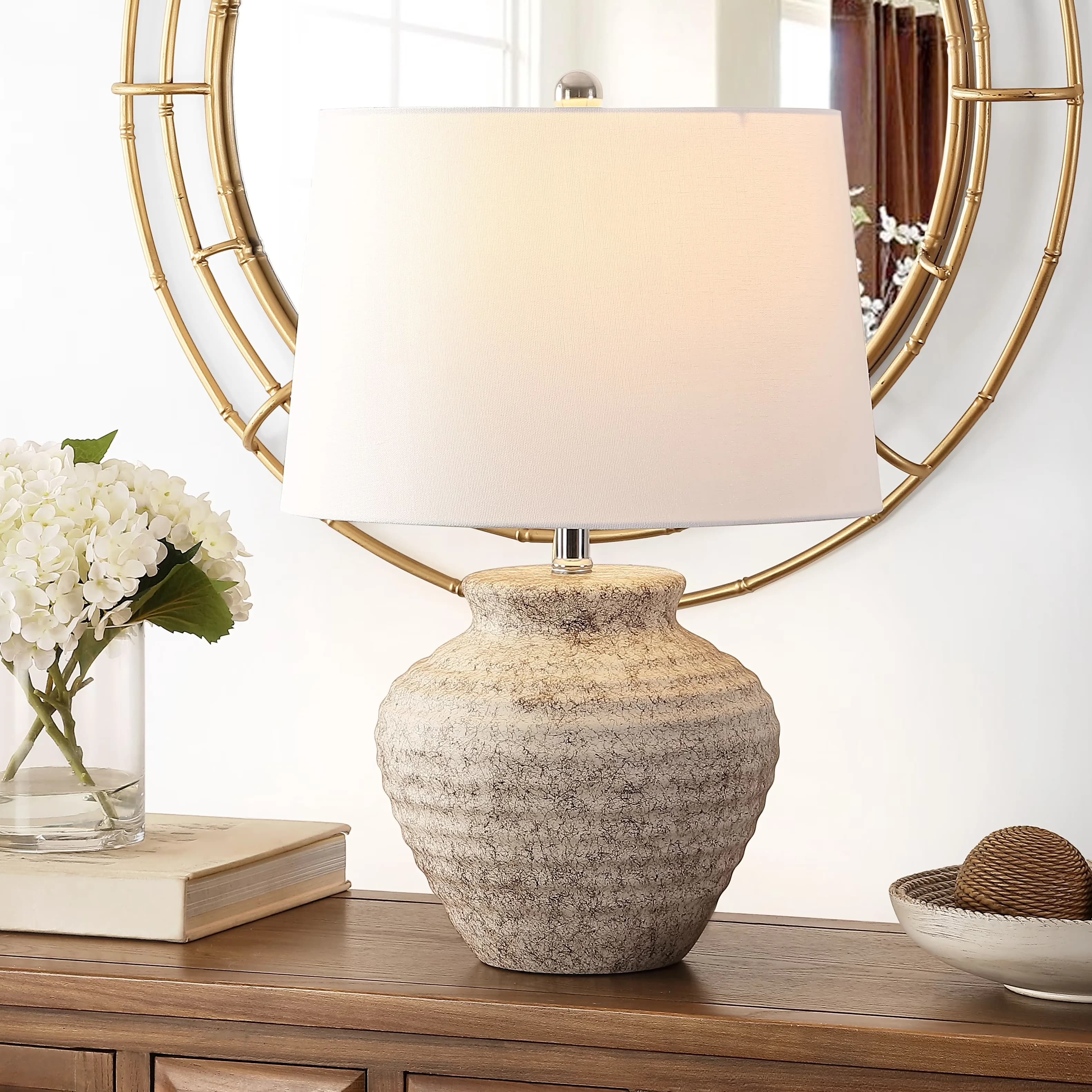 Table Lamp Premium with LED, Contemporary - Ceramic Gray, White, Multicolor Model 5A35E6