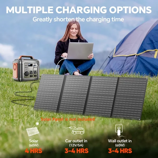 Sleek Generator with 300W, Powerbank 300w Portable Power Station, 60w Solar Panel - Black for Camping Model 0DF828