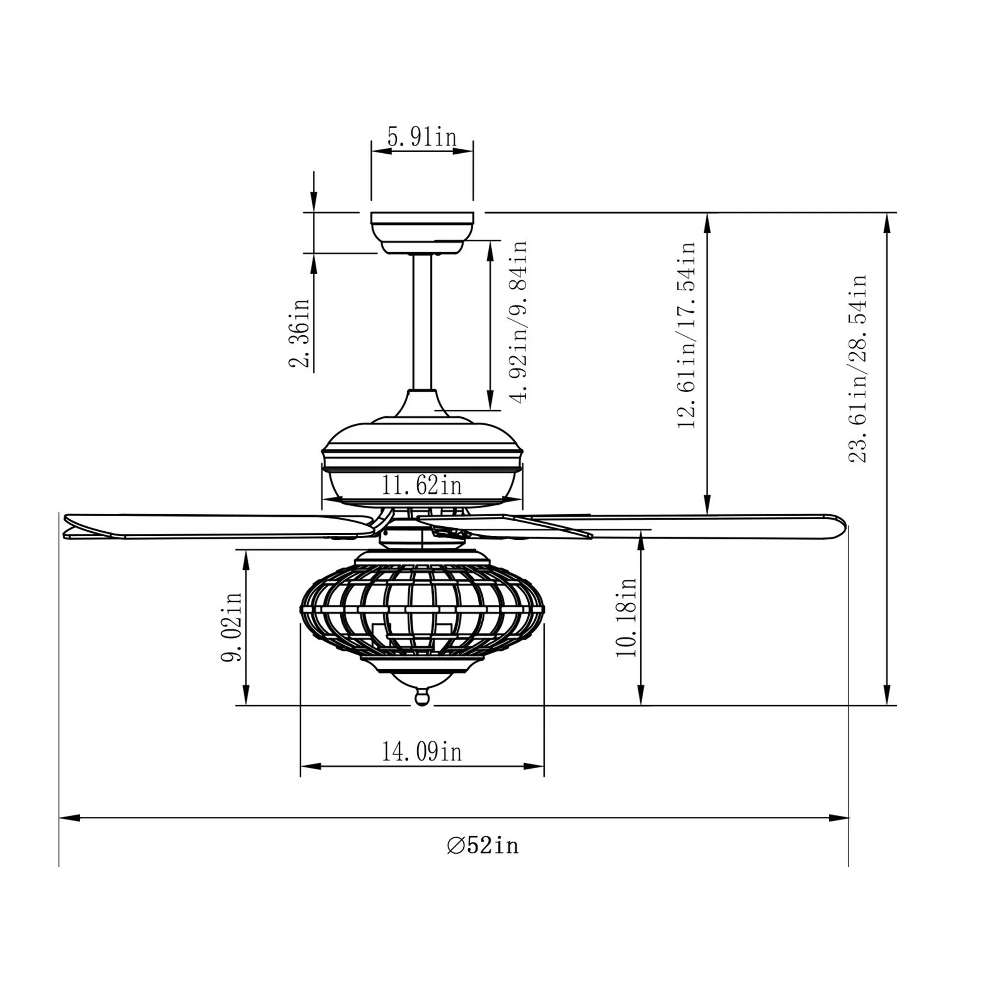 Innovative Ceiling Fan with Incandescent, Farmhouse, Remote Controlled - Silver Model 2FB740