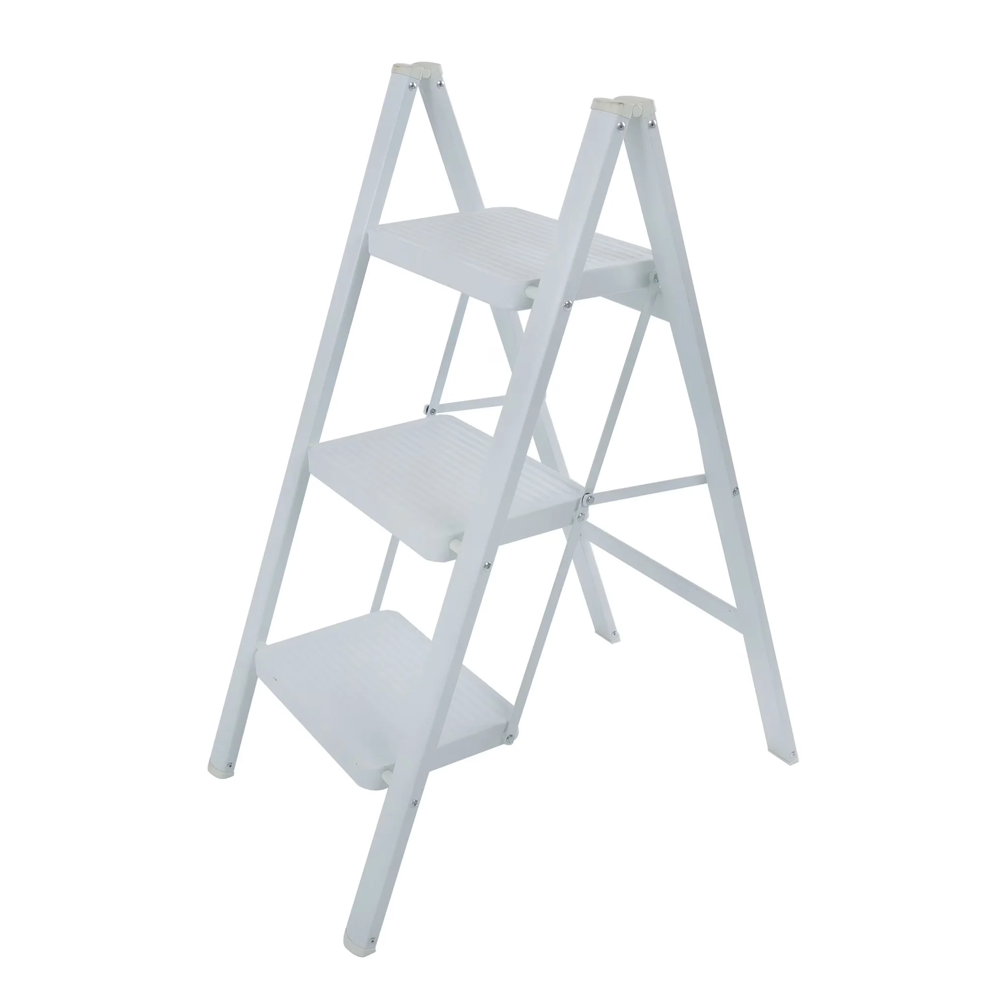 Compact Ladders And Step Stool with Folding, Wide Anti-Slip Pedal, 3 Ladder - Aluminum Alloy White for Office Model AACE6D