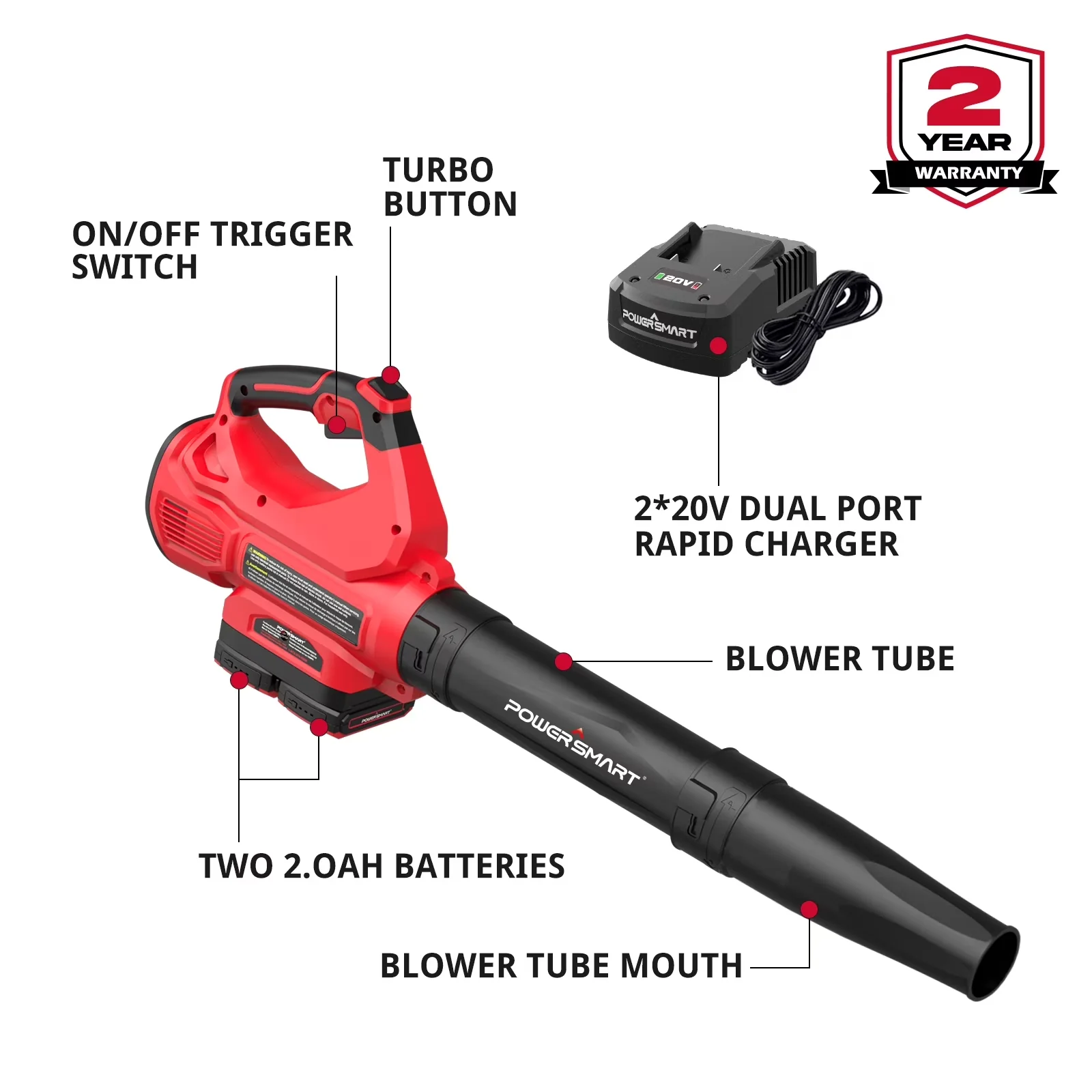 Durable Leaf Blower with Battery, 40V, 40V Cordless - Commercial Quality Model BD9D48