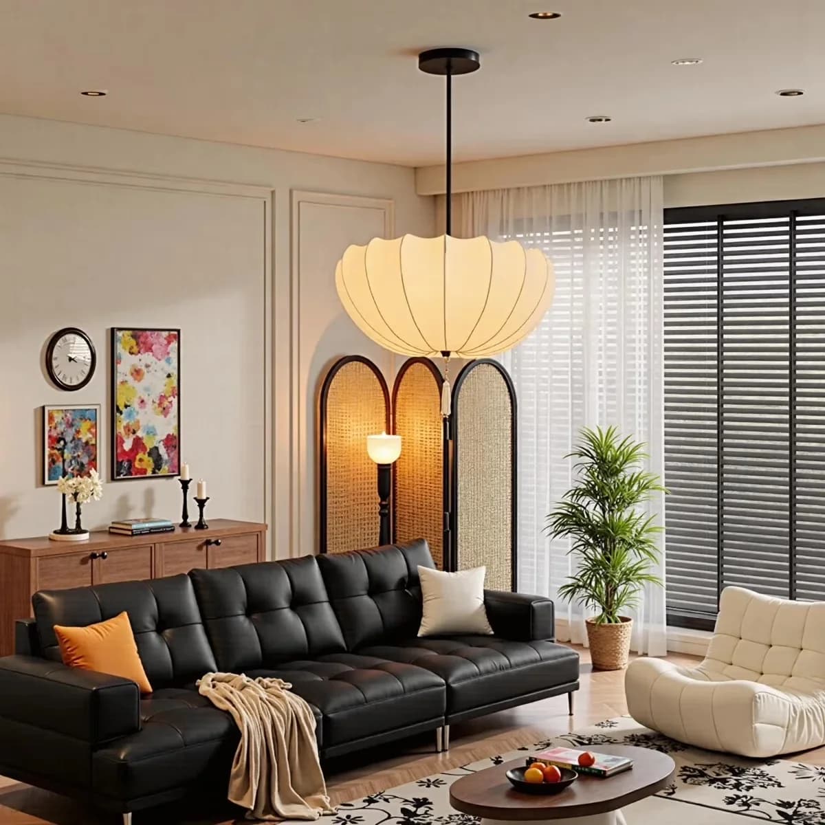 Sleek Ceiling Lights Fixture with Scandinavian, Industrial - Black Metal for Living Room Model A6DD54