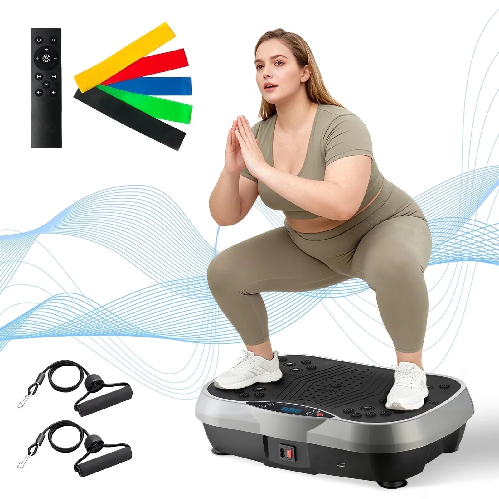 Modern Home Gym with Lcd Display, Vibration Plate Exercise Machine - Plastic Silver Model 949F6C