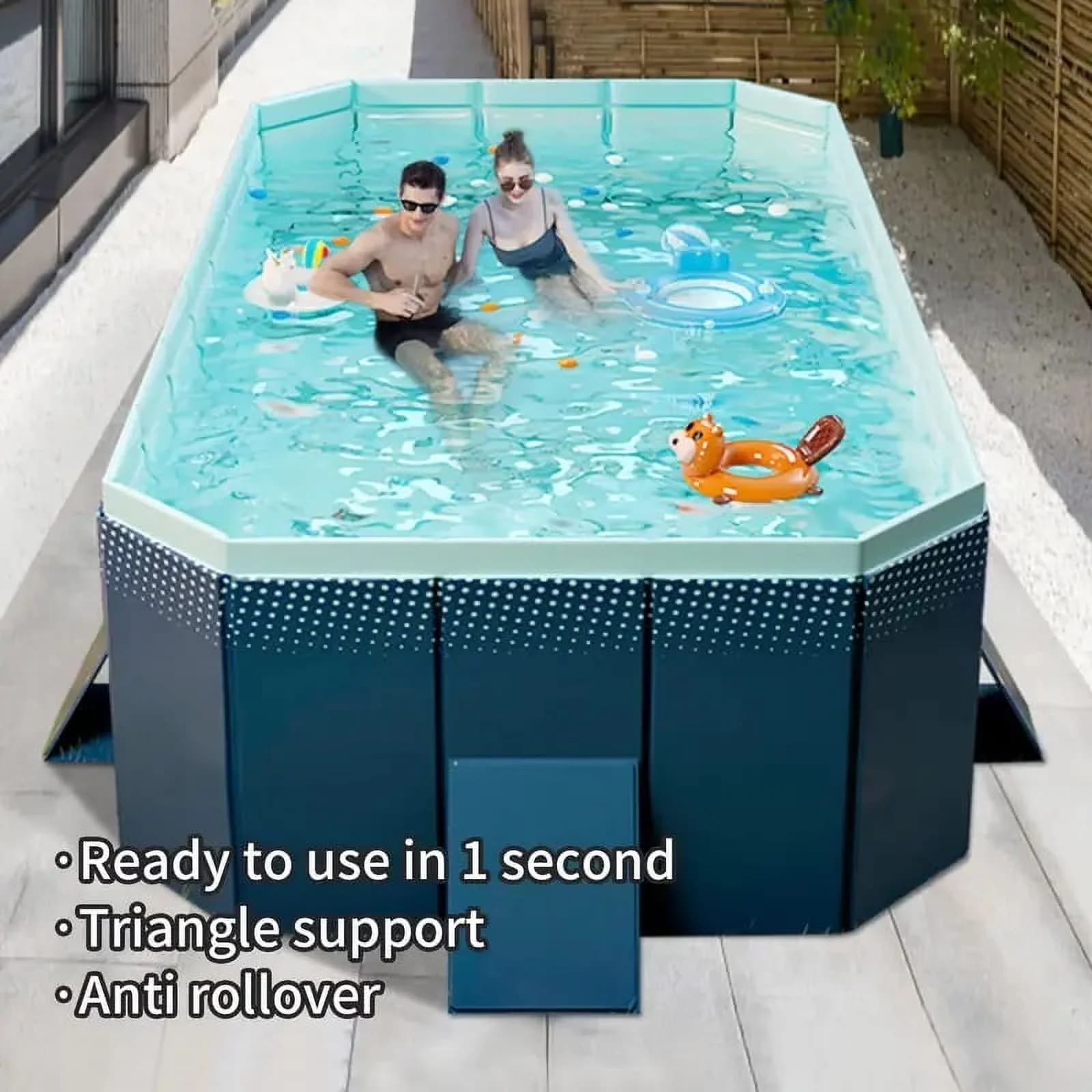 Inflatable Pool Durable with Mold Resistant, Non-Inflatable, 1900L/ Capacity - Blue for Outdoor Model 0BC470