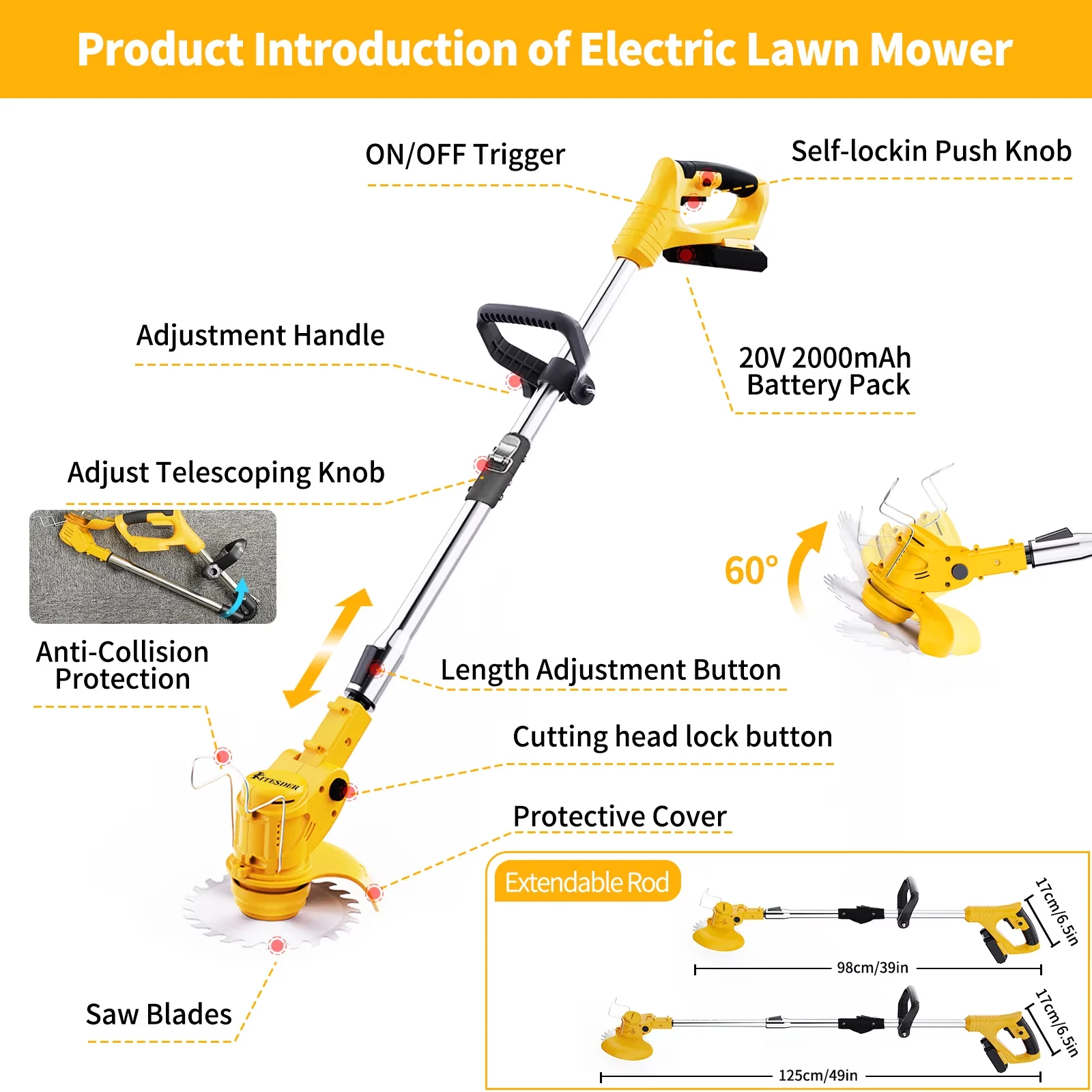 Sleek String Trimmer with Battery, Attachment Capable, Cordless Weed Eater for Garden - Model 8C9F49