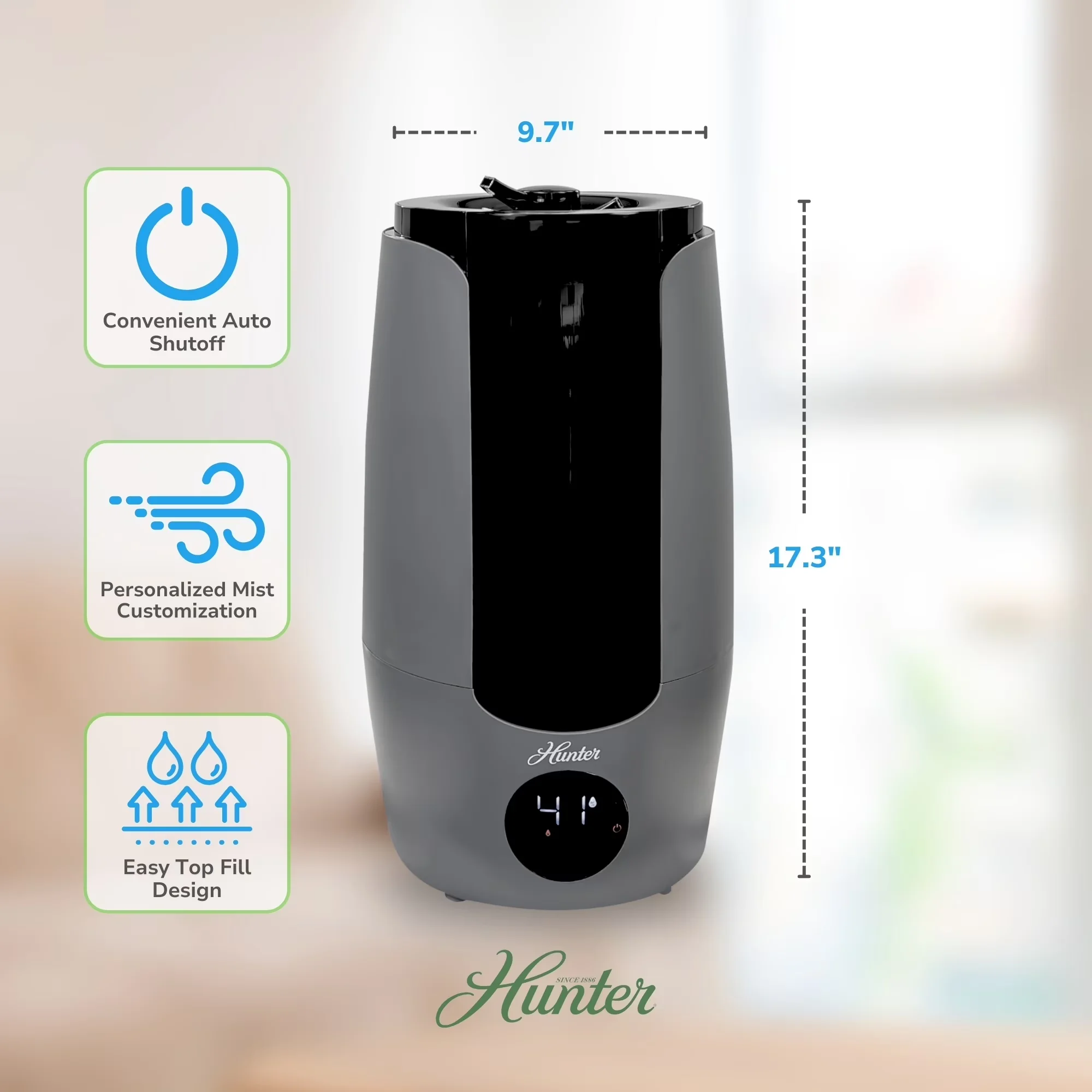 Professional Humidifier with Water Level Indicator, 758 sq ft recommended room size - White for Large, Bedroom Model 7A27B0