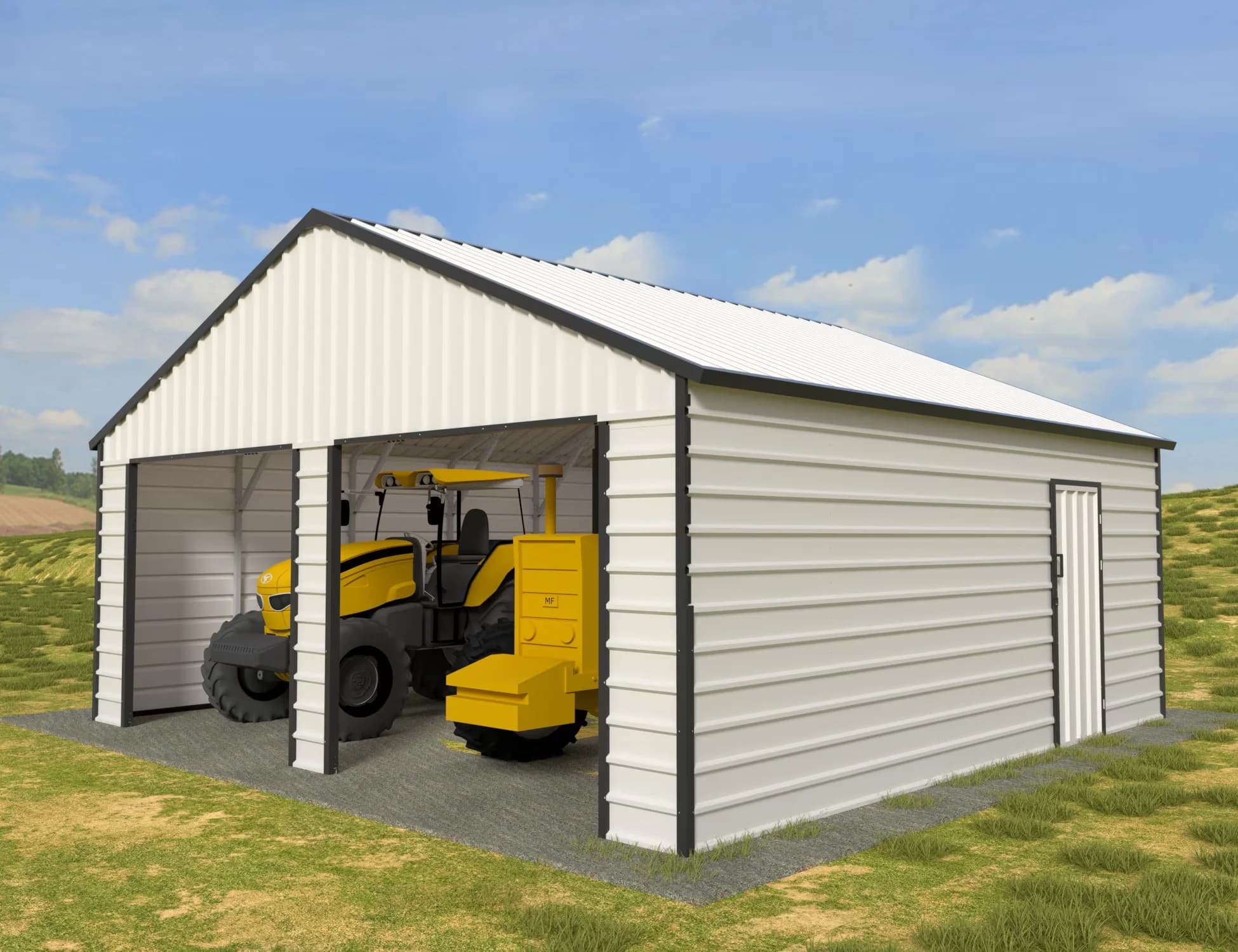 Modern Shed with Rust Resistant, Waterproof, Uv Resistant - Off-White Steel, Galvanised Metal Model B5BCBA