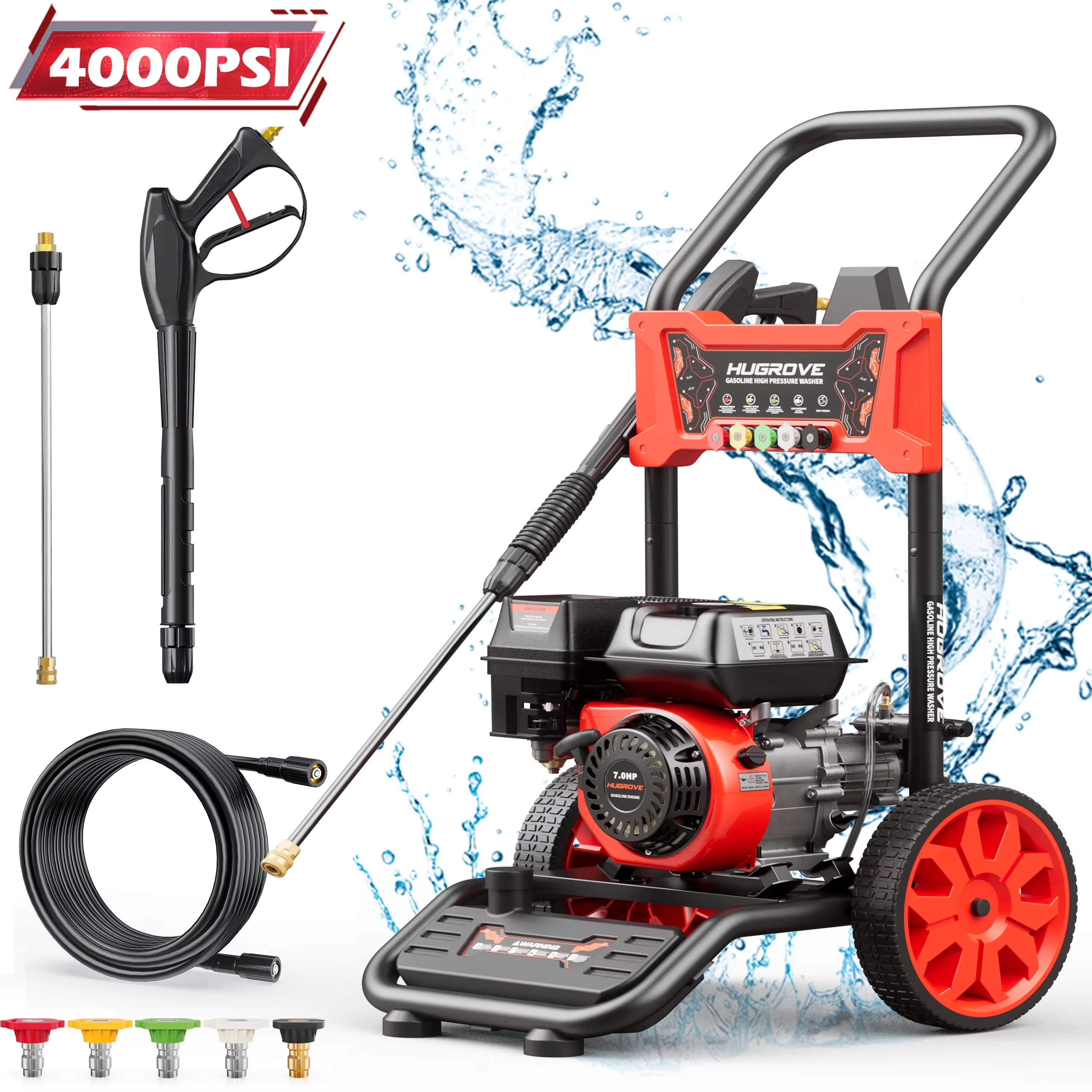 Pressure Washer Compact with Quick Connect Tips, Built-in Soap Tank, 5 Adjustable Nozzles - Model 28ACAE