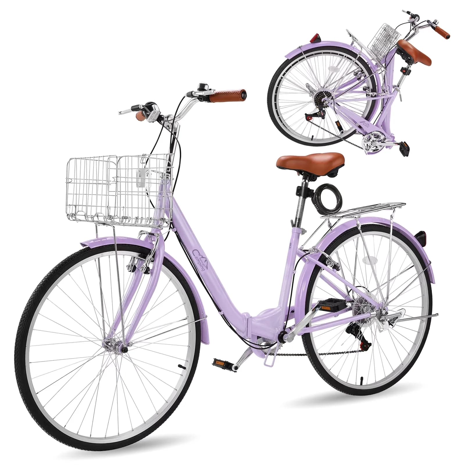 Durable Cruiser Bike with Lightweight, Compact, Adjustable Speed - Purple Model 5C9B66