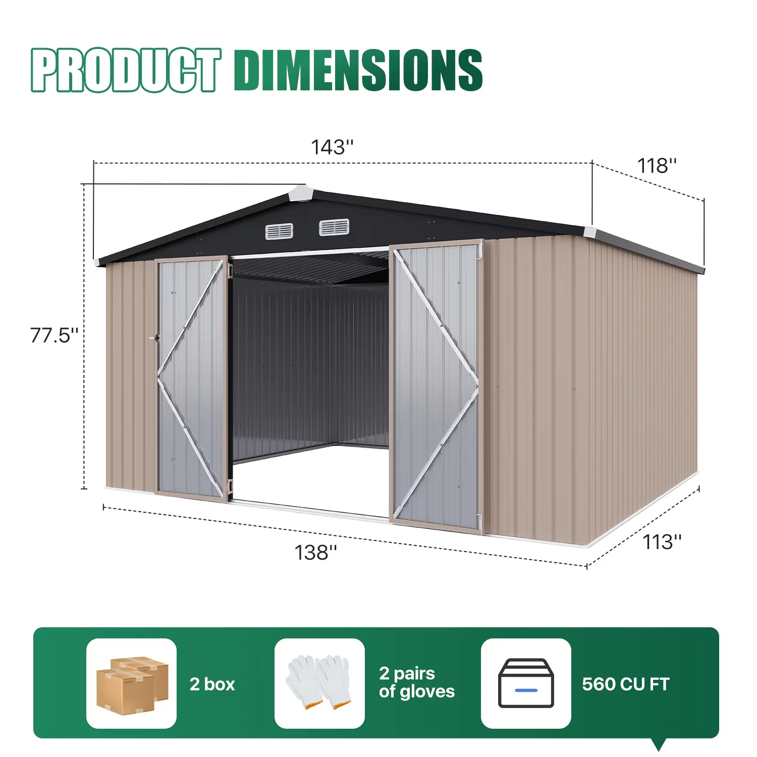 Reliable Shed with Water-Resistant, Mold Resistant, Rust Resistant - Brown Stainless Steel Model 6CAC92