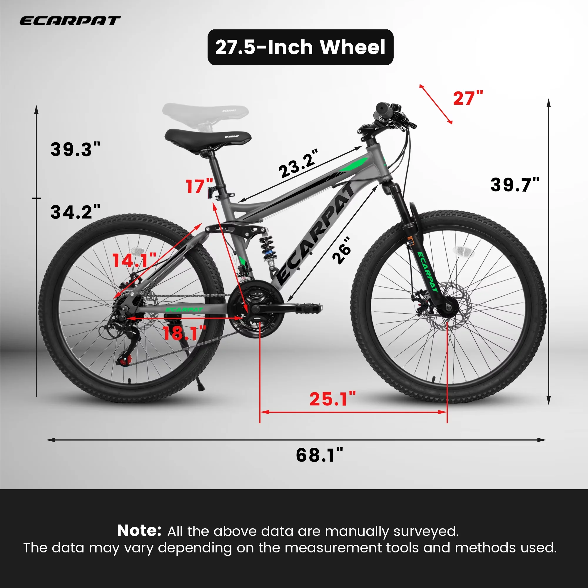 Classic Mountain Bike with 27.5-Inch - Gray 21 for Everyday Use Model D1FBEE