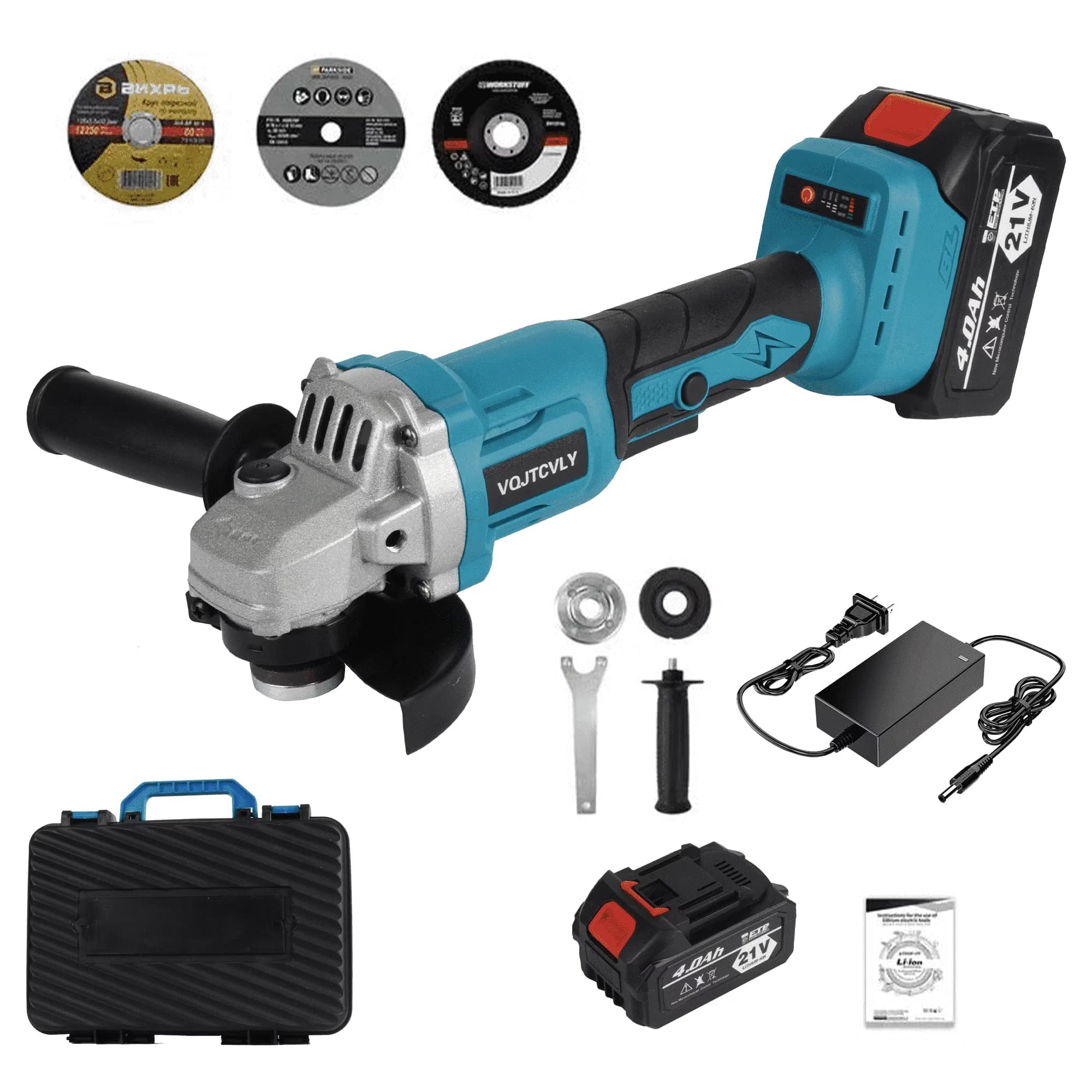 Classic Woodworking with Battery, 21V, 21V Cordless Angle Grinder - Blue Model 6E9FF7