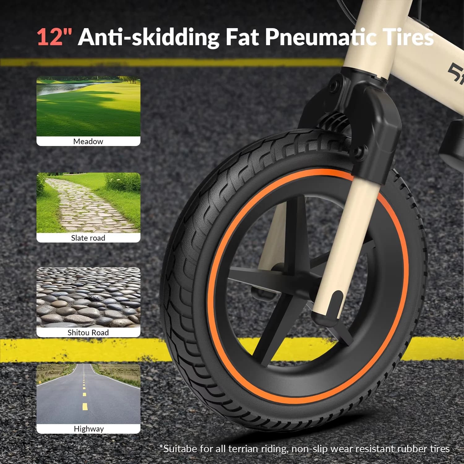 Stylish Electric Bike with Battery, 150W, DP-T12 / KB09 - Yellow - Reliable Performance Model EF1F25