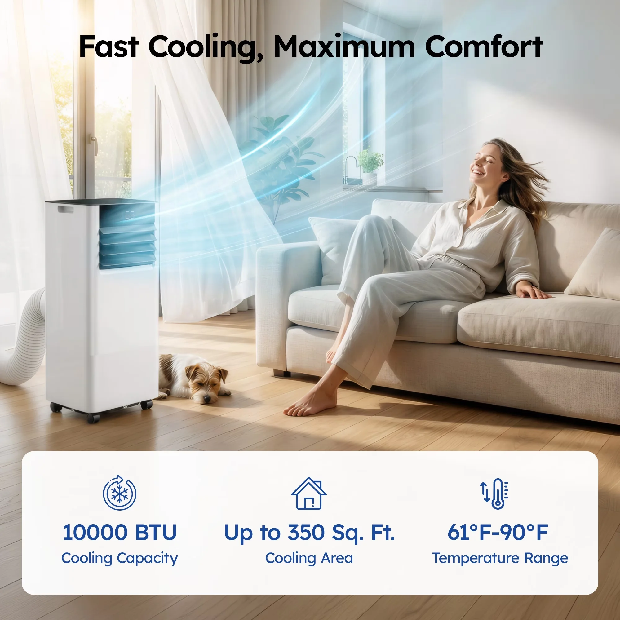 Durable Air Conditioner with 10000 BTU, Energy Efficient - White for Rooms Model 7B72E1