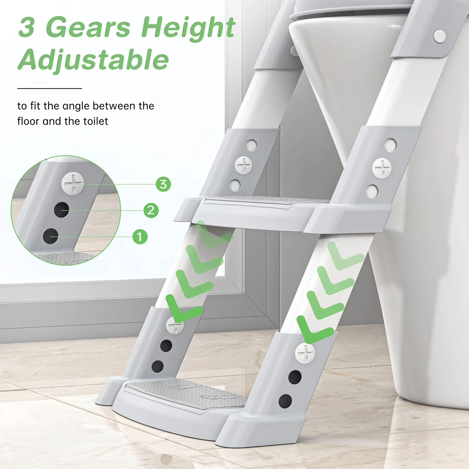 Modern Bathroom Renovation with Foldable, Adaptable, Adjustable Height - Gray Abs Model 3170FA