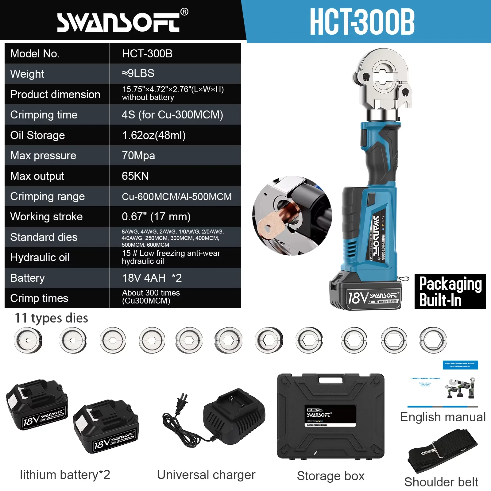 Compact Woodworking with Heavy-Duty, Cordless, Battery Included - Blue 14"×3"×3" Model E68F5E