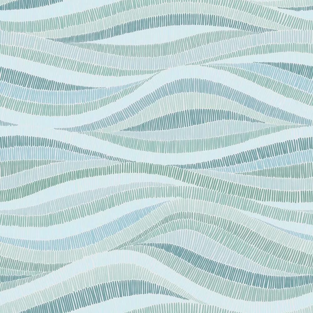Essential Wallpaper with 100% removable peel and stick wallpaper, Mosaic Waves Peel and Stick - Blue Vinyl Model 266F1C