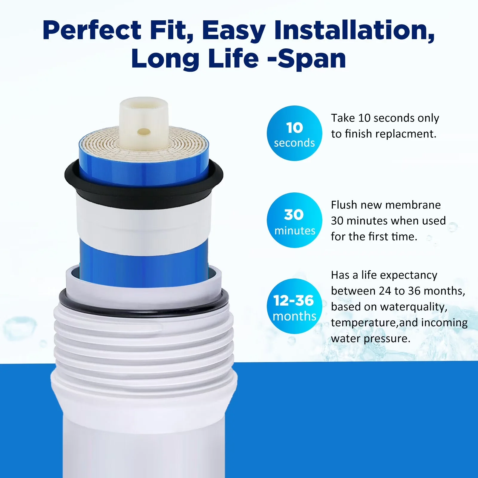 Durable Water Filtration with 11.75" x 1.75", Universal Filter Replacement - Model A9F6F4